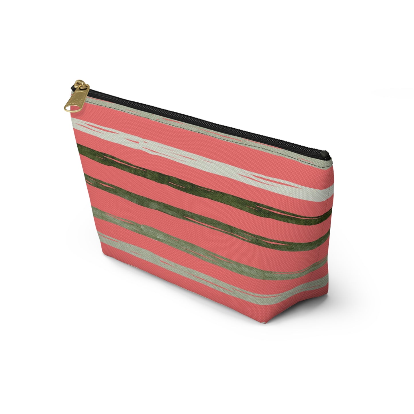 Utah Green stripes on Melon fashion makeup Accessory Pouch w T-bottom