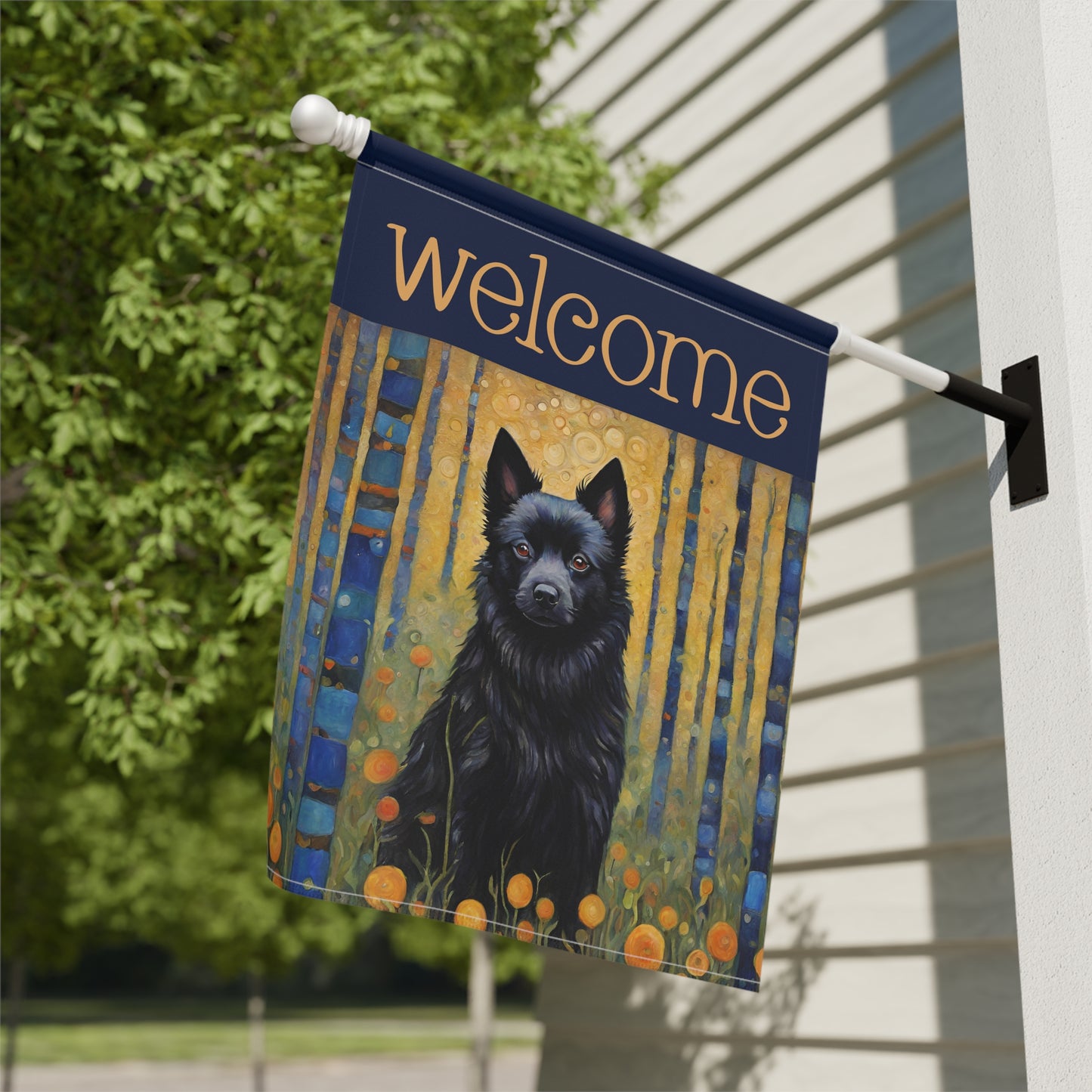 Schipperke  Welcome 2-Sided Garden & House Flag/Banner