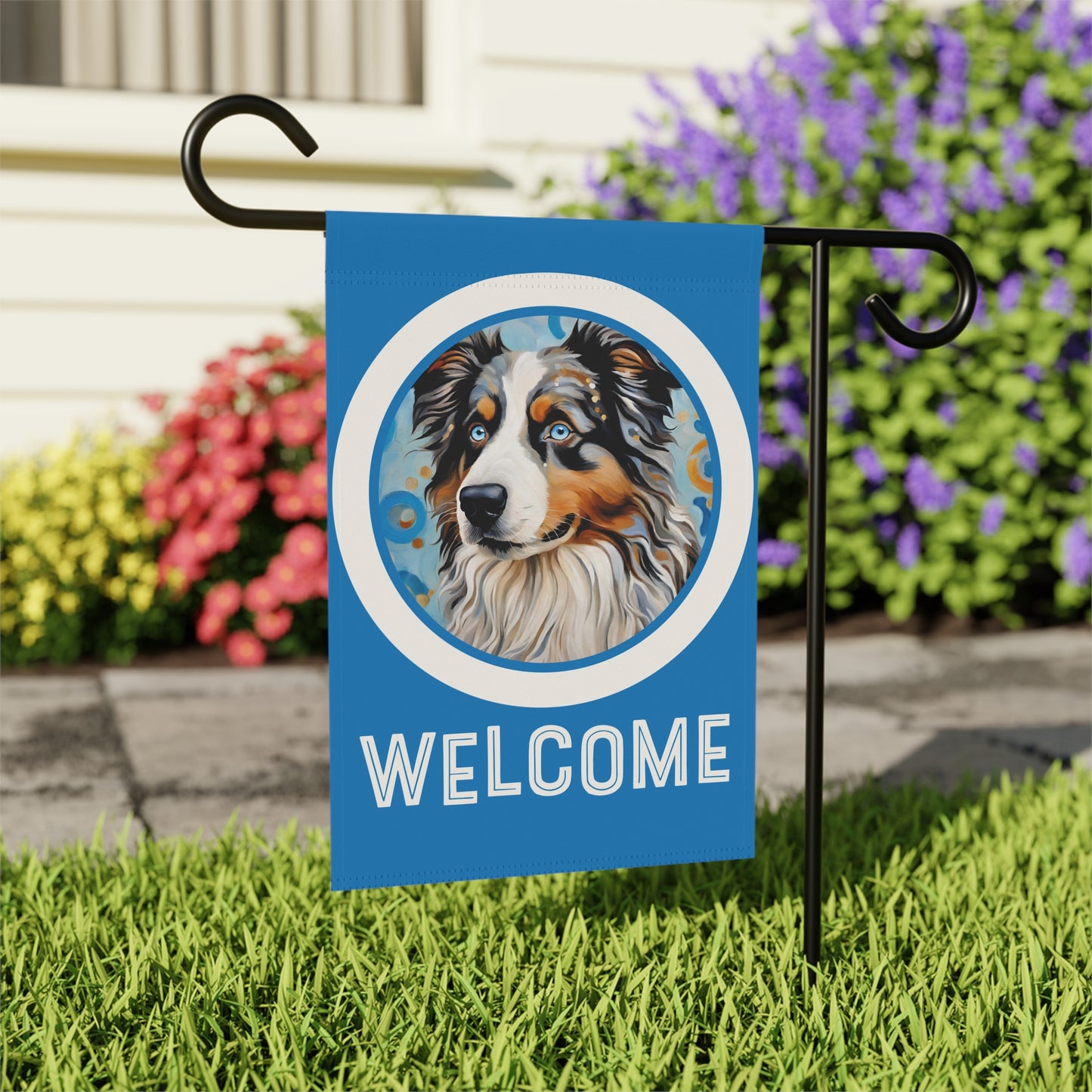 Australian Shepherd Welcome 2-Sided Garden & House Flag/Banner