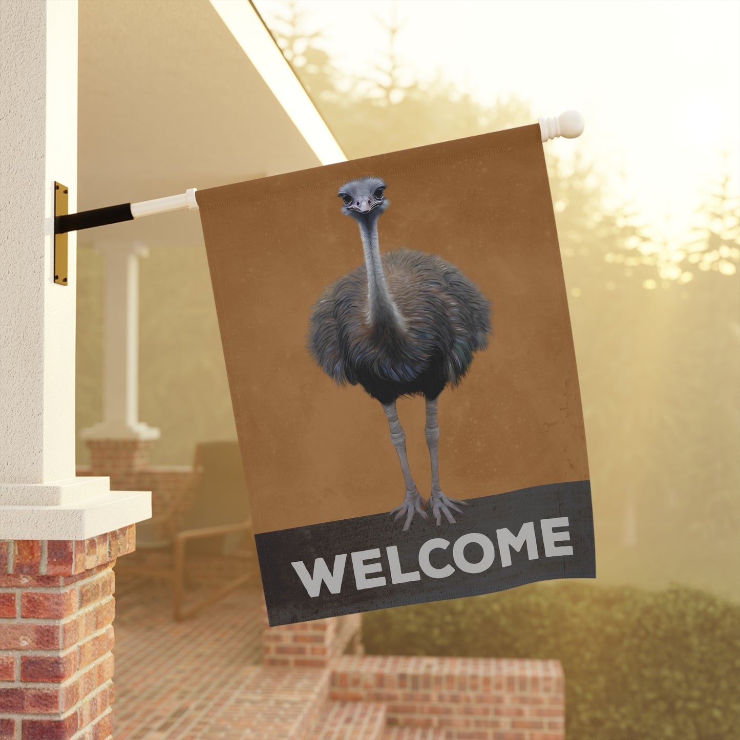 Ostrich Welcome 2-Sided Garden & House Flag/Banner