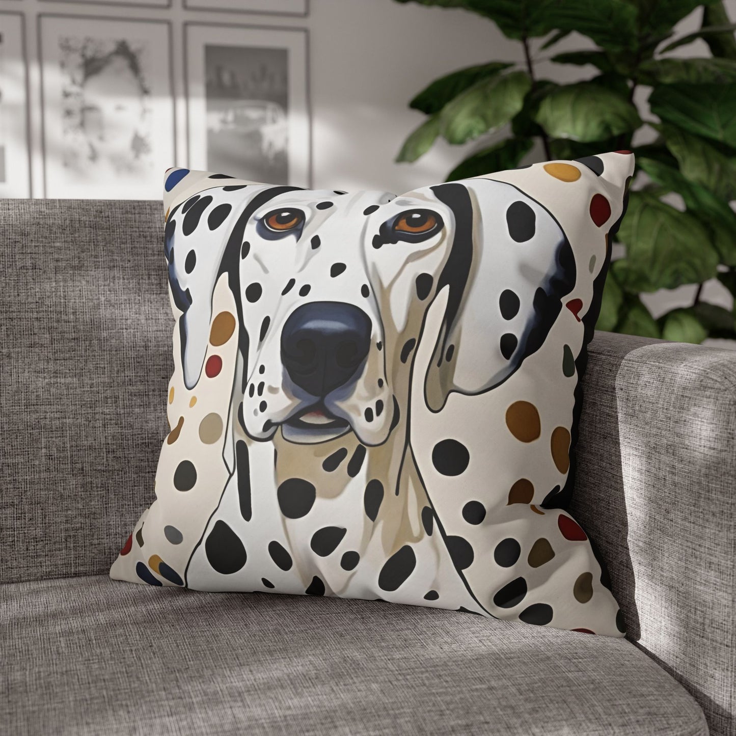 Dots for Dalmatians Square Poly Canvas Pillowcase