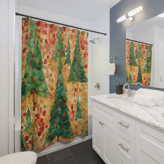 Christmas Tree Folly Polyester Shower Curtain