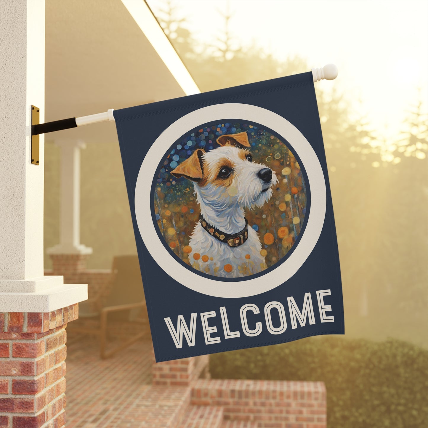 Russell Terrier Welcome 2-Sided Garden & House Flag/Banner