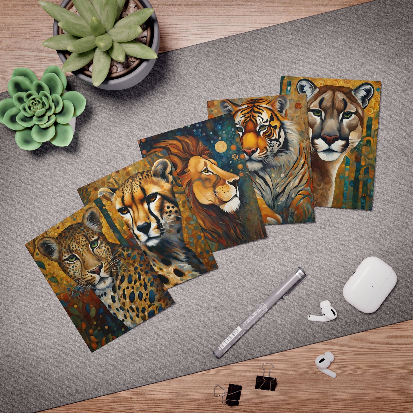 Big Cats Greeting Cards- Blank Inside (5-Pack)