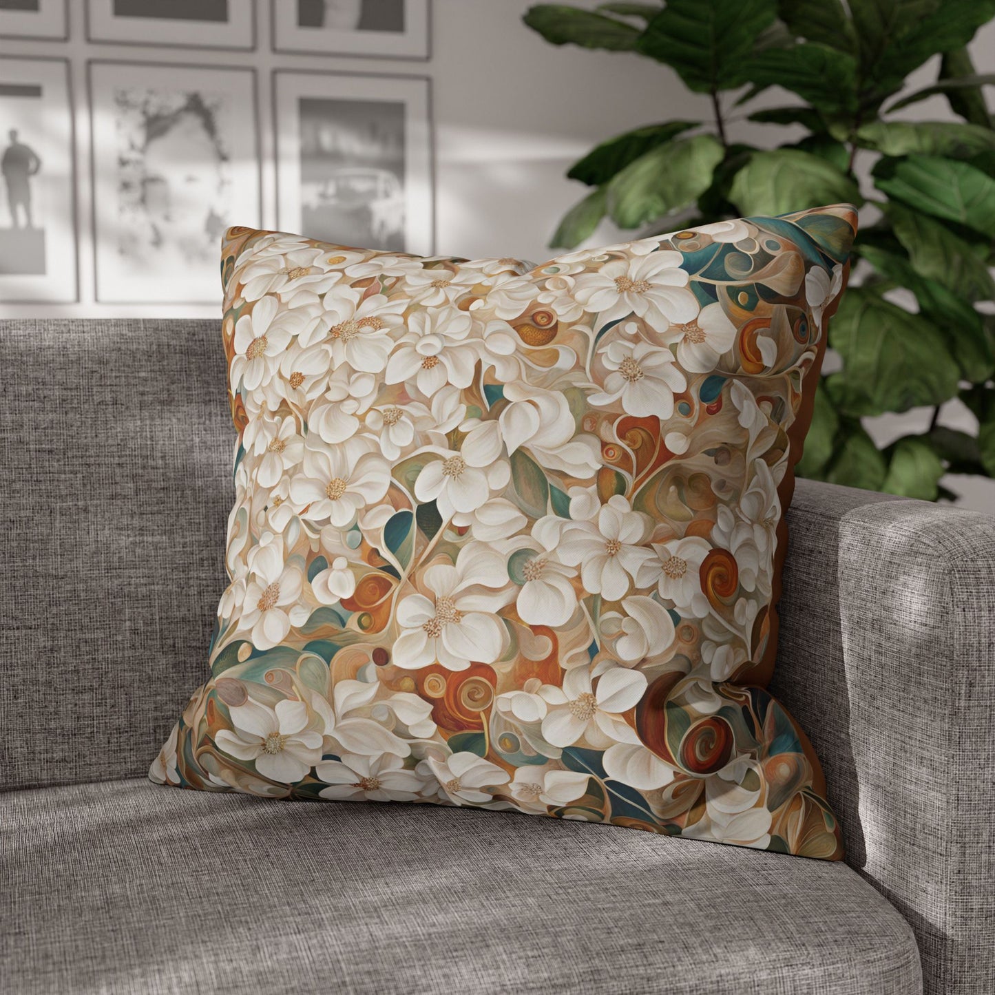 Gretta Floral Square Poly Canvas Pillowcase