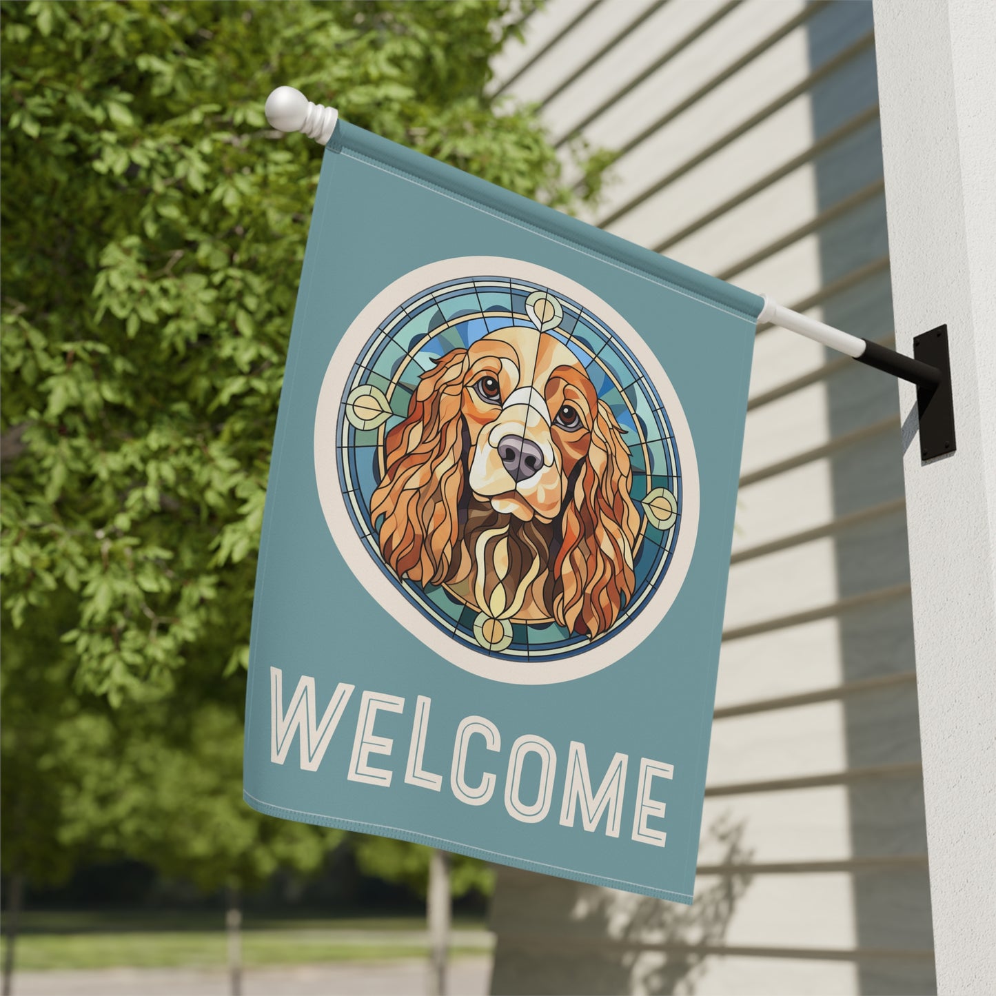 Cocker Spaniel Welcome 2-Sided Garden & House Flag/Banner