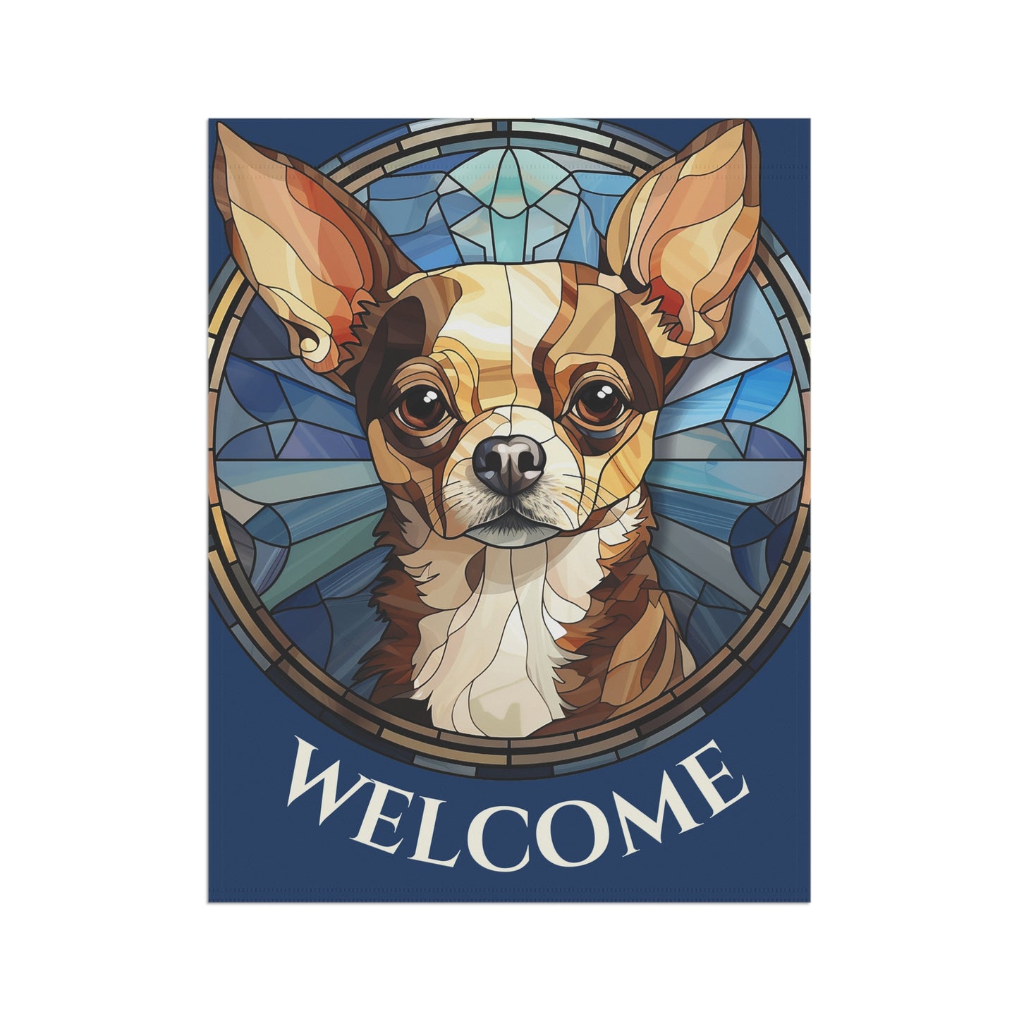 Chihuahua Welcome on Blue 2-Sided Garden & House Flag/Banner