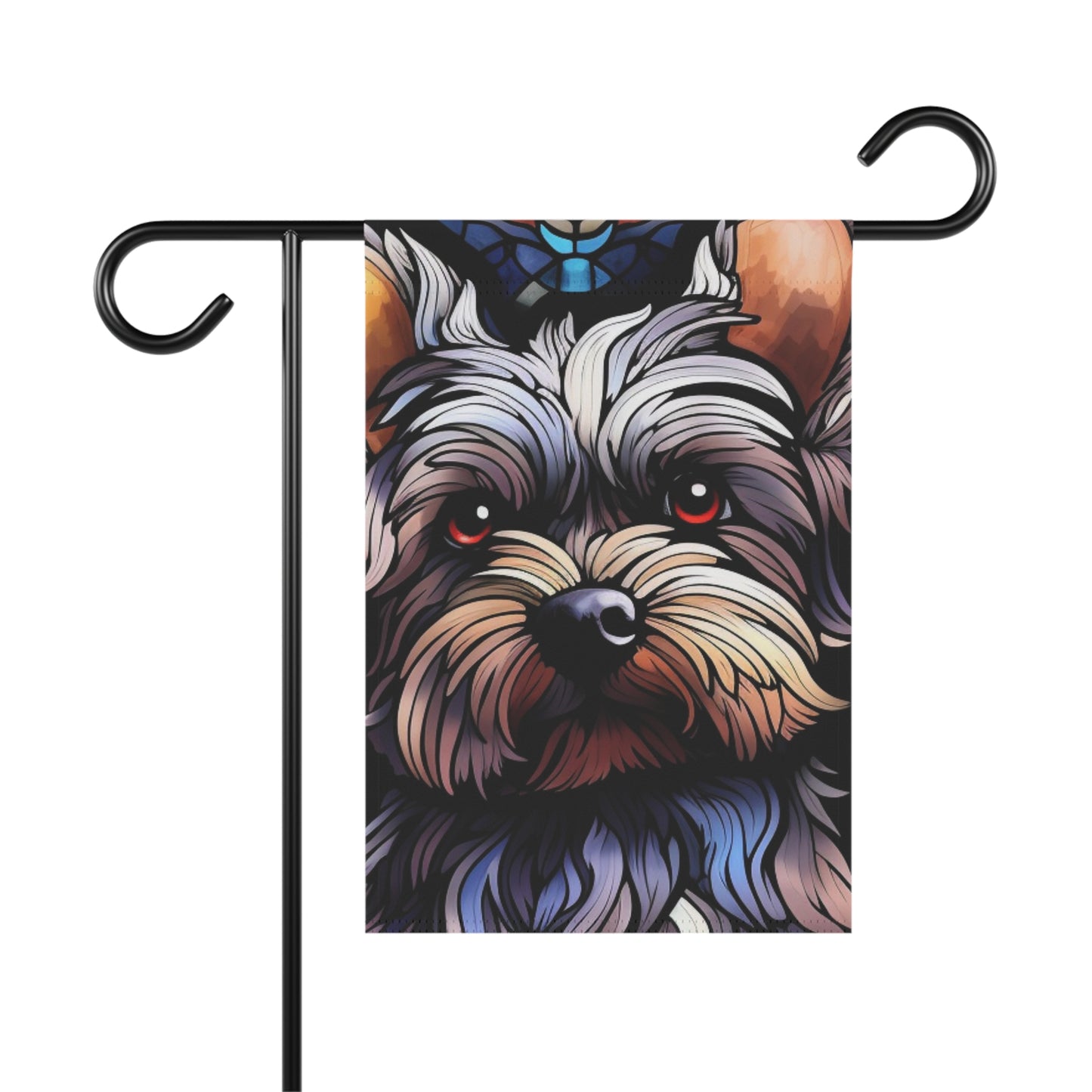 Yorkshire Terrier Face Stained Glass Yorkie 2-Sided Garden & House Flag/Banner