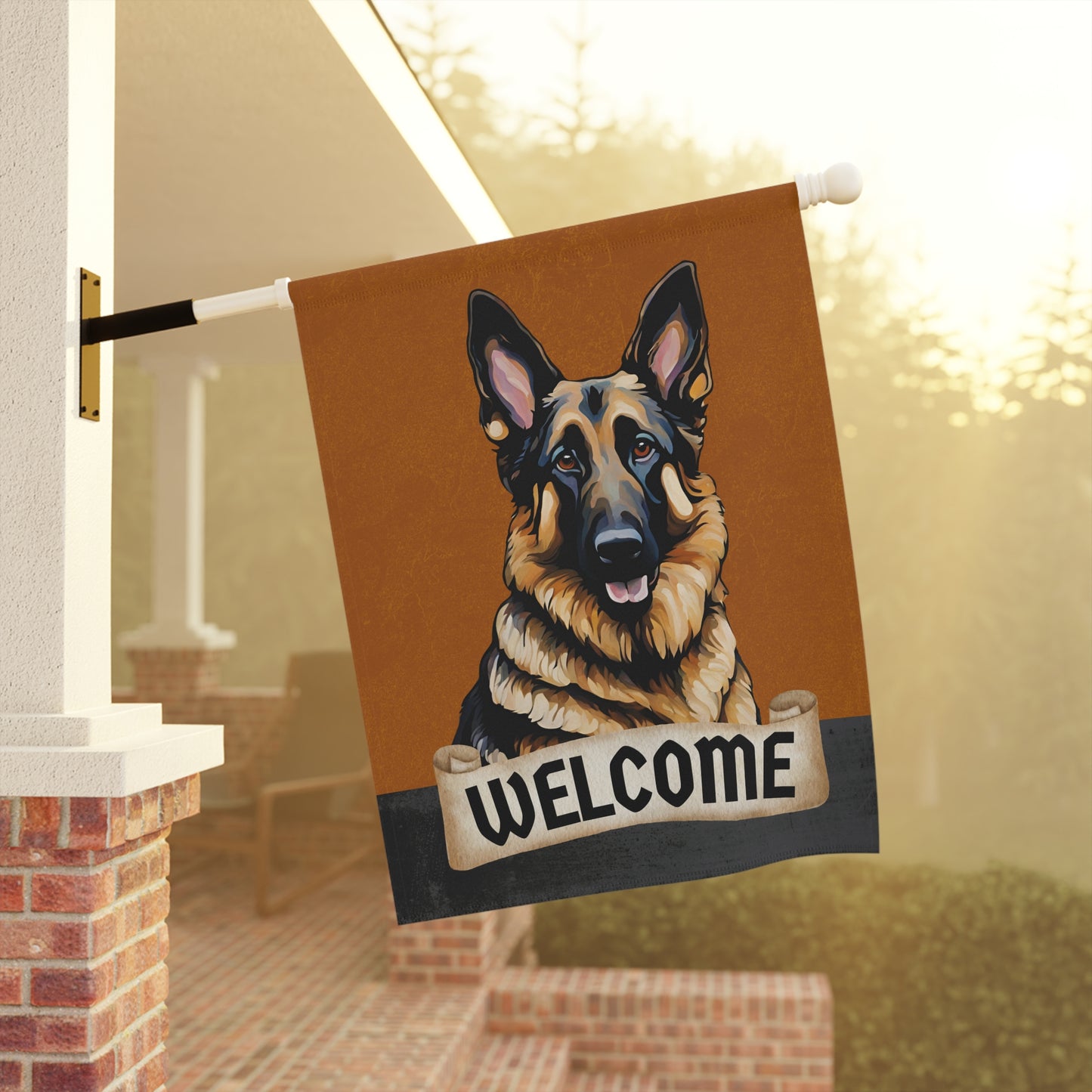 German Shepherd Welcome 2-Sided Garden & House Flag/Banner
