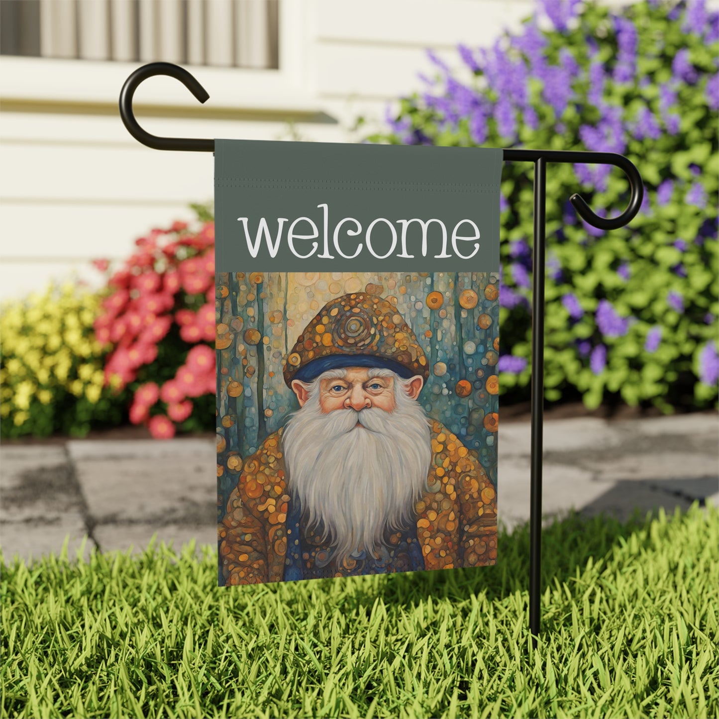 Gnome Welcome 2-Sided Garden & House Flag/Banner