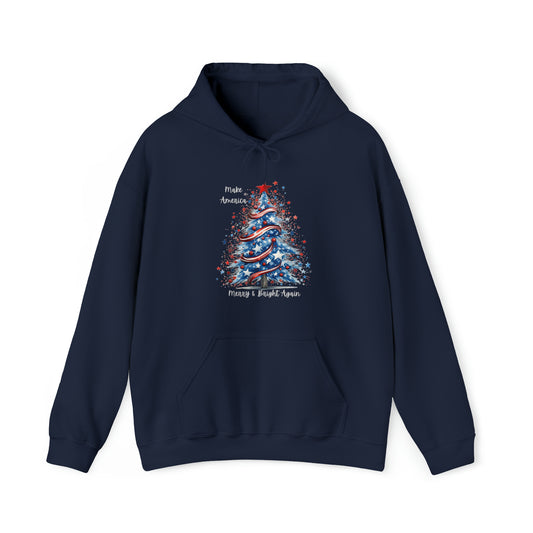 Patriotic Tree Make America Merry & Bright Again Unisex Heavy Blend™ Hooded Sweatshirt