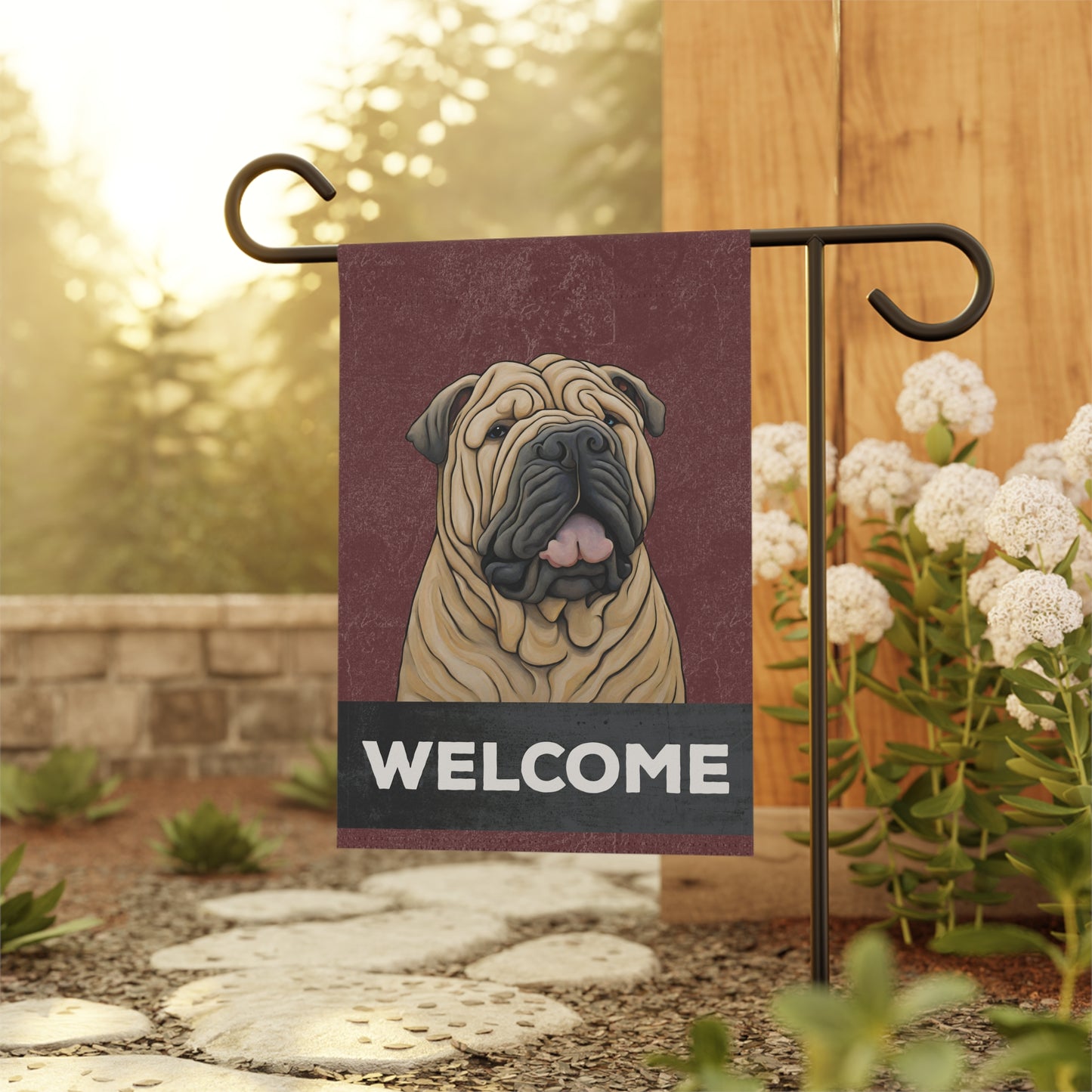 Shar Pei Welcome 2-Sided Garden & House Flag/Banner