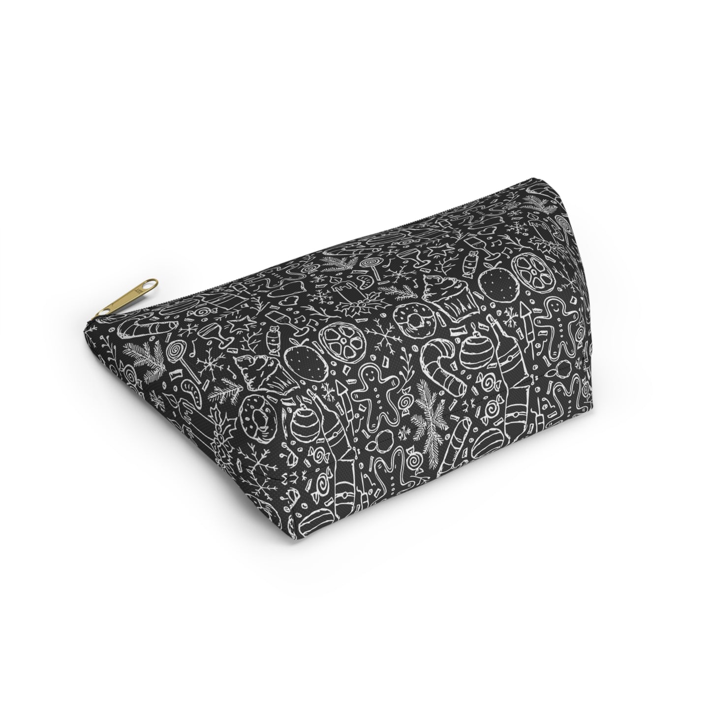 Christmas Holiday Icons in Black & White Accessory Pouch w T-bottom