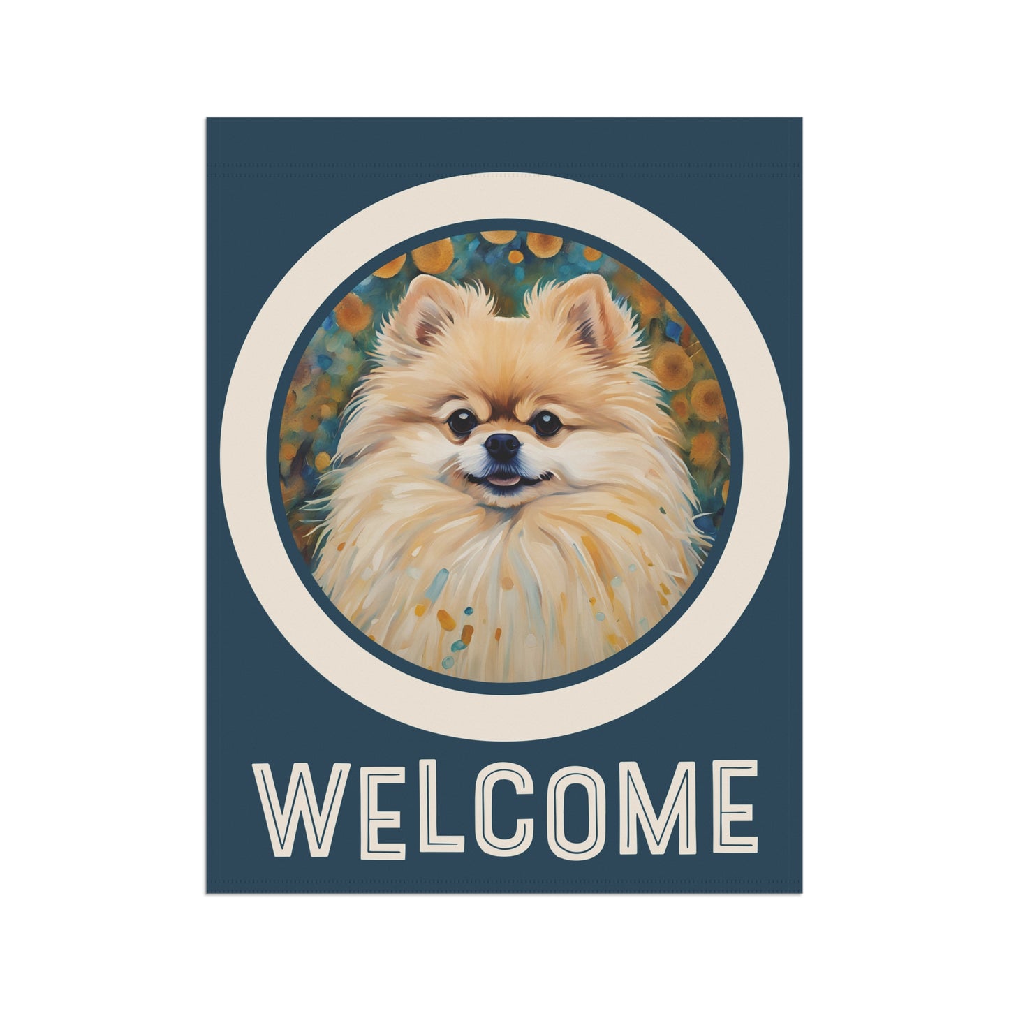 Pomeranian Welcome 2-Sided Garden & House Flag/Banner