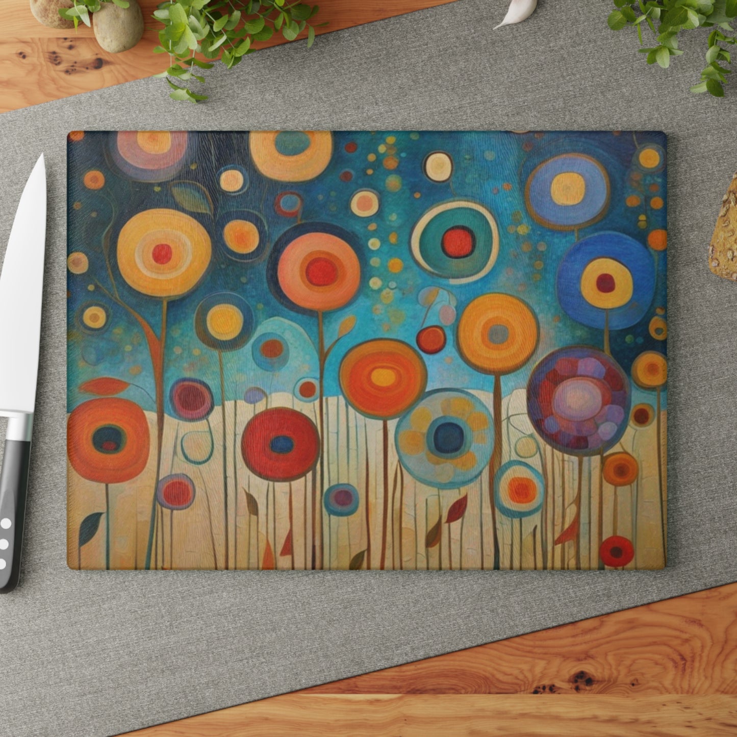 Lollipop Flowers Tempered Glass Cutting Board