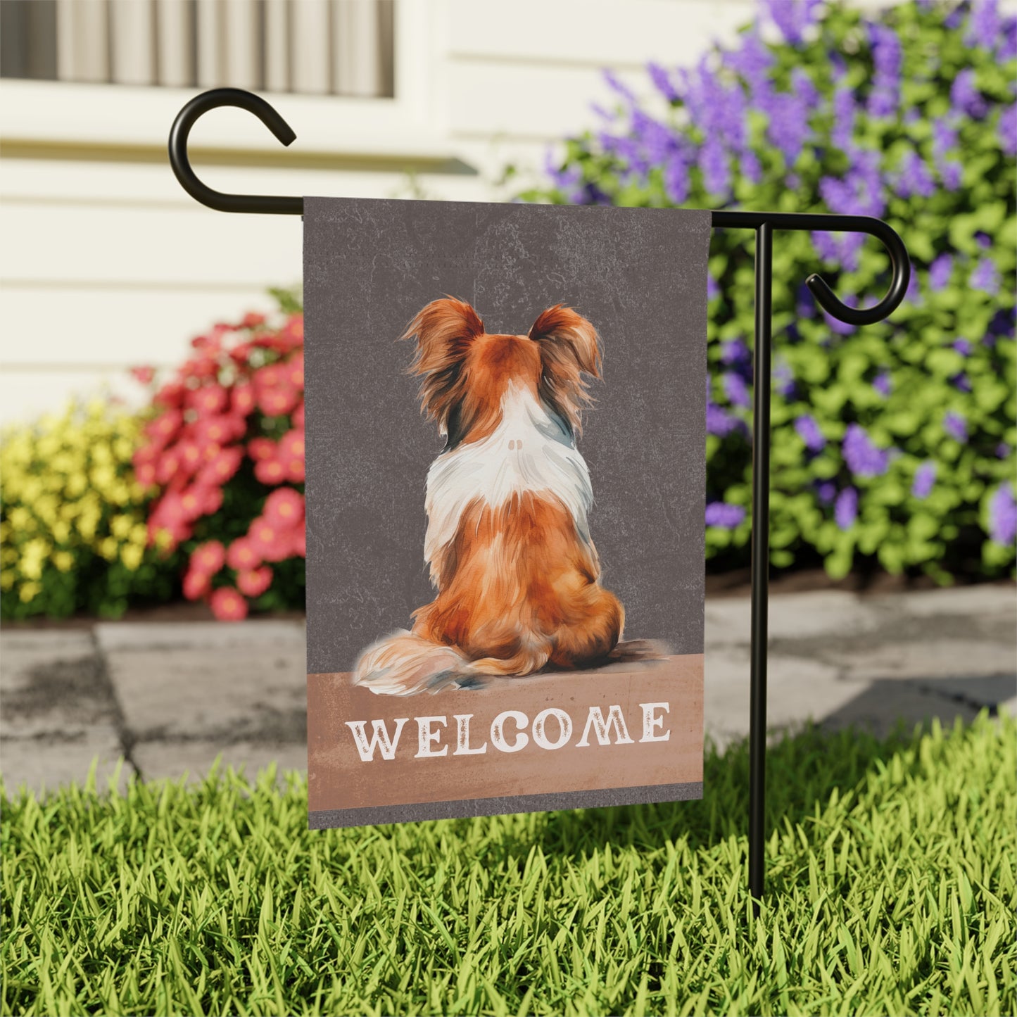 Papillon Welcome 2-Sided Garden & House Flag/Banner