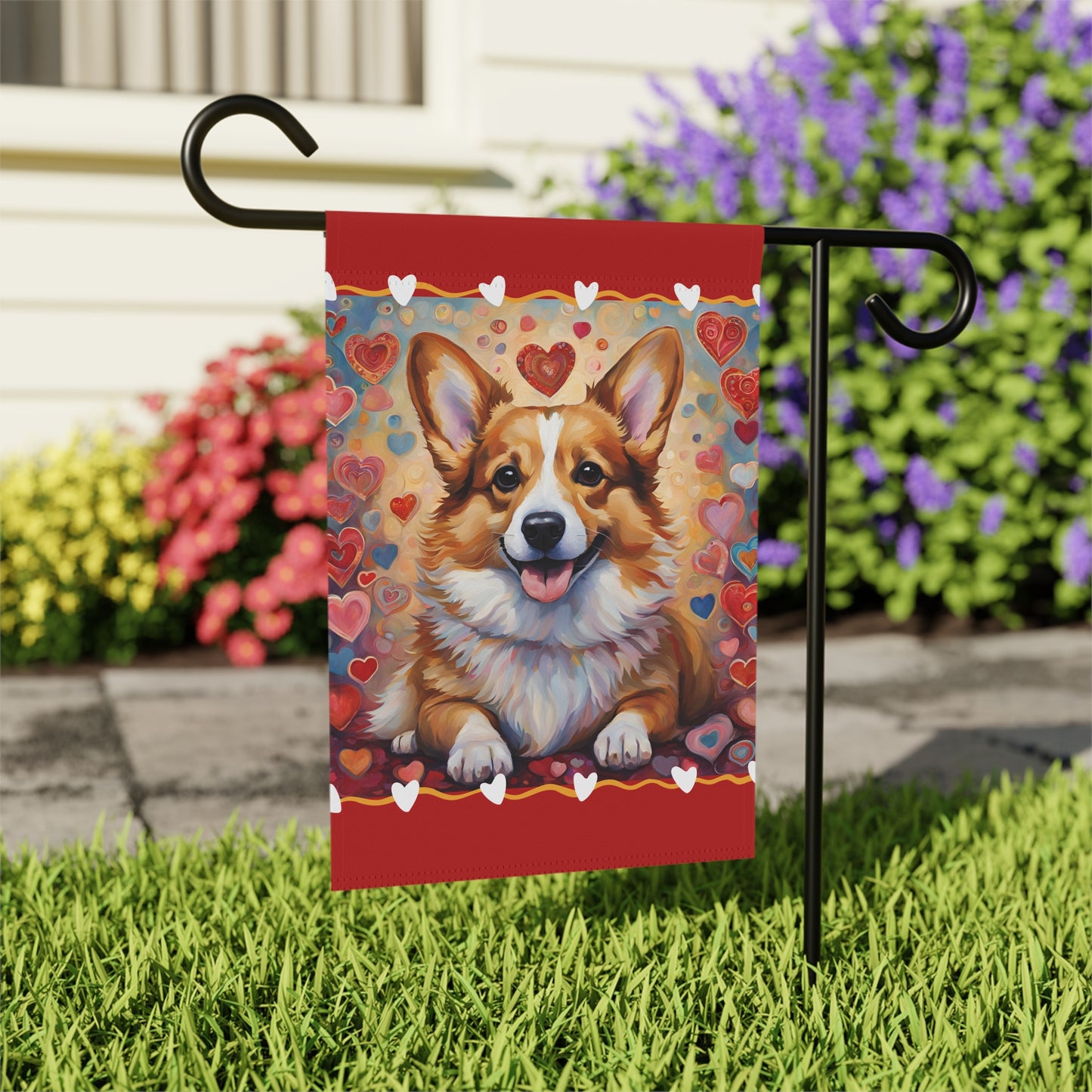 Corgi Valentine 2-Sided Garden & House Flag/Banner