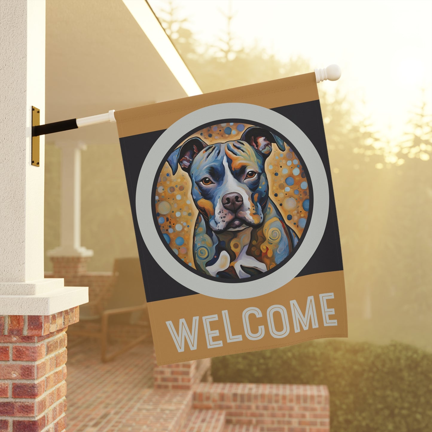 Staffordshire Bull Terrier Welcome 2-Sided Garden & House Flag/Banner