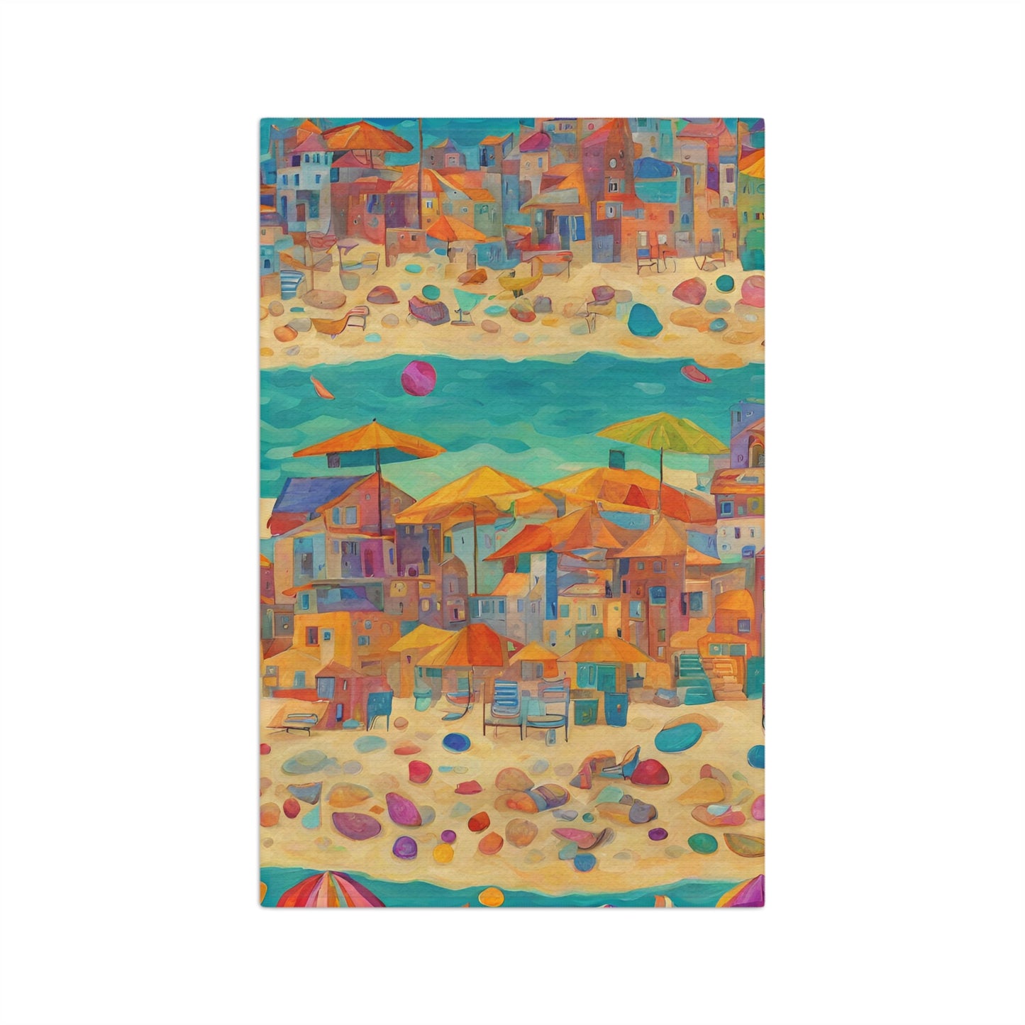 Seaside in Living Color Microfiber Tea Towel