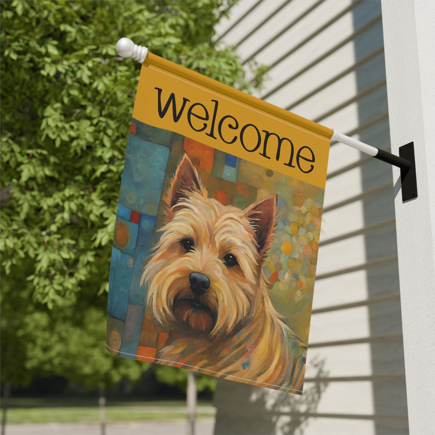 Norwich Terrier Welcome 2-Sided Garden & House Flag/Banner