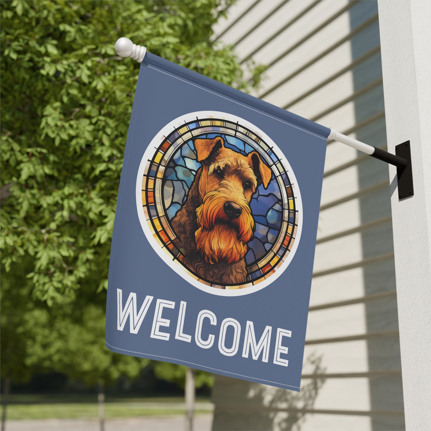 Welsh Terrier Welcome 2-Sided Garden & House Flag/Banner