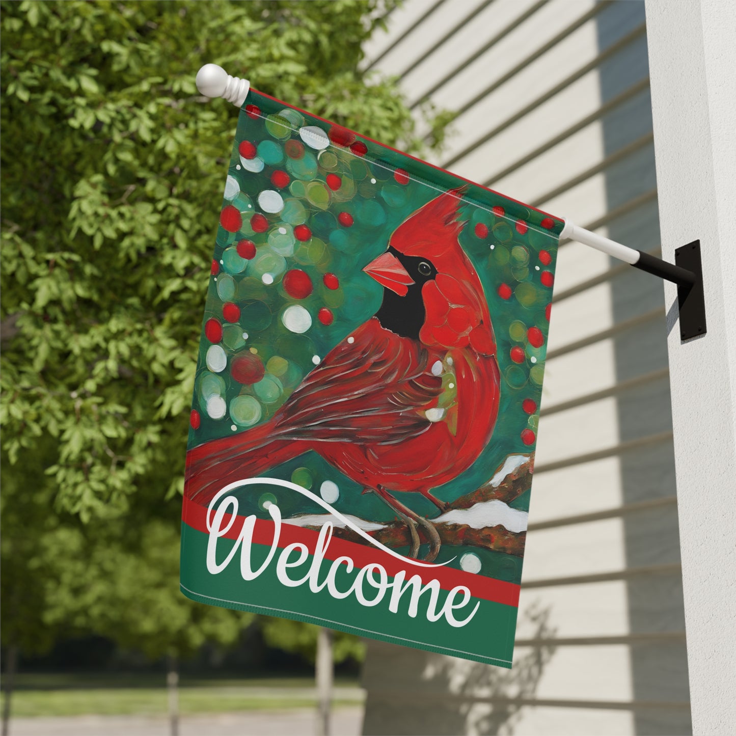 Bright Cardinal Welcome 2-Sided Garden & House Flag/Banner