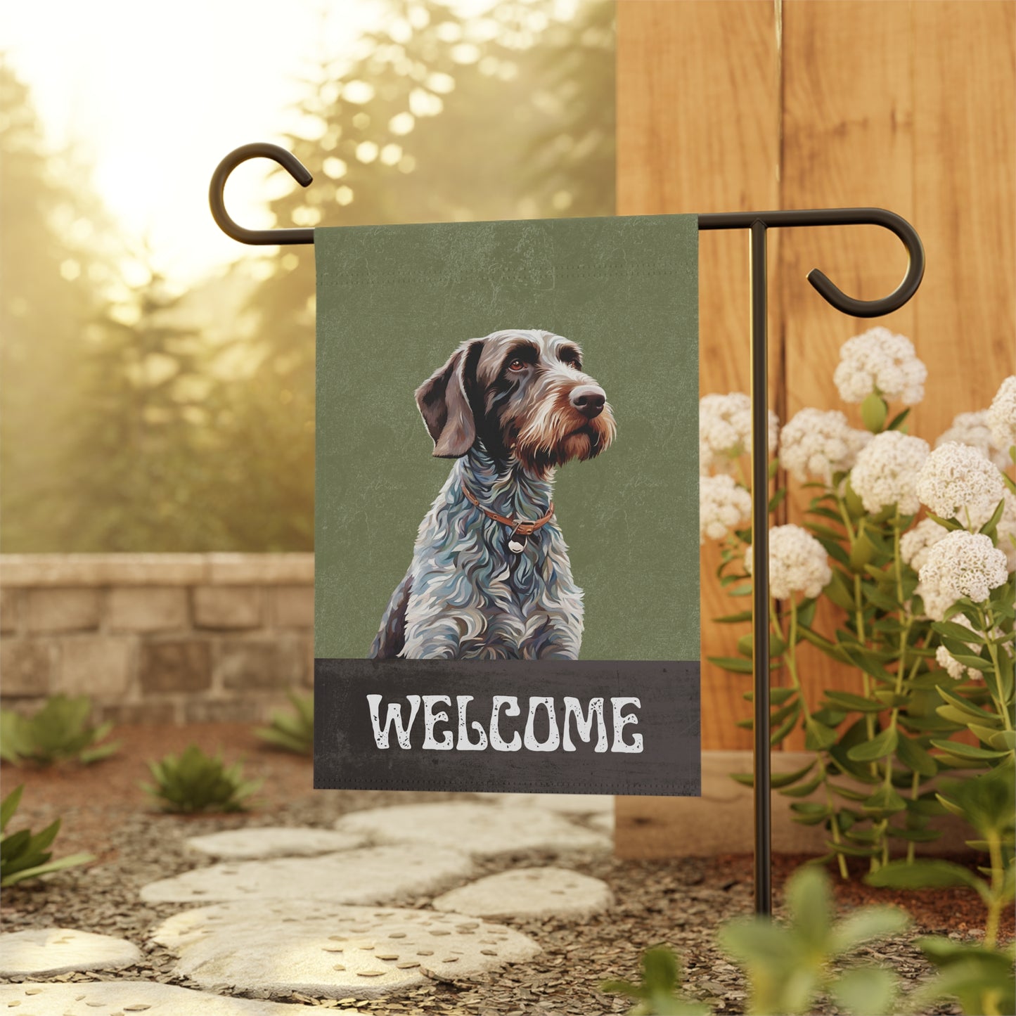 German Wirehaired Pointer Welcome 2-Sided Garden & House Flag/Banner