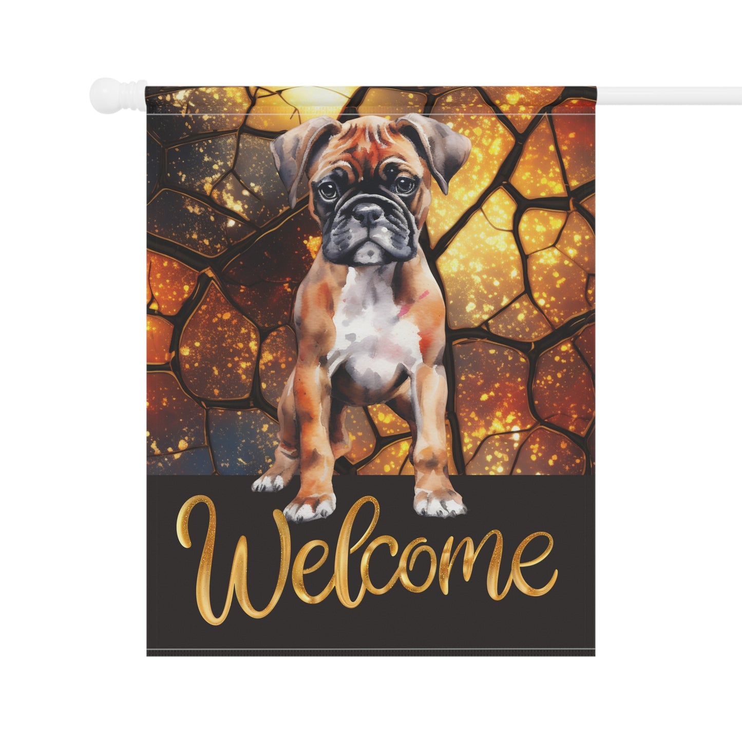 Boxer Pup Welcome 2-Sided Garden & House Flag/Banner