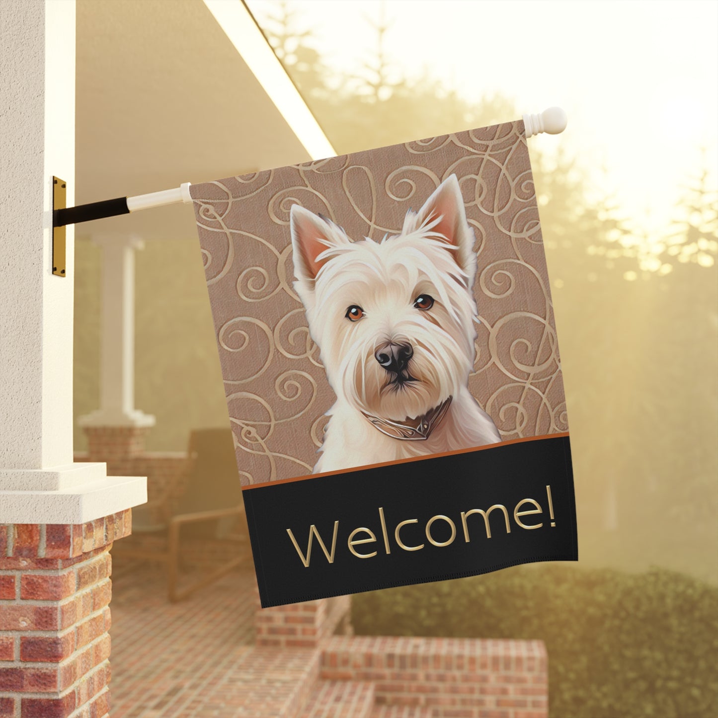 West Highland Terrier Westie Welcome 2-Sided Garden & House Flag/Banner