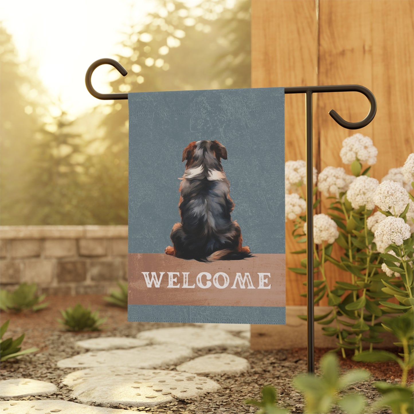 Bernese Mountain Dog Welcome 2-Sided Garden & House Flag/Banner