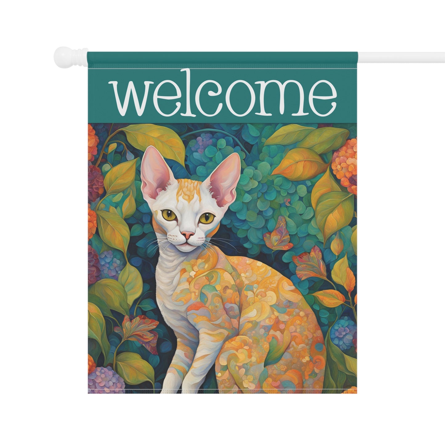 Devon Rex Welcome 2-Sided Garden & House Flag/Banner