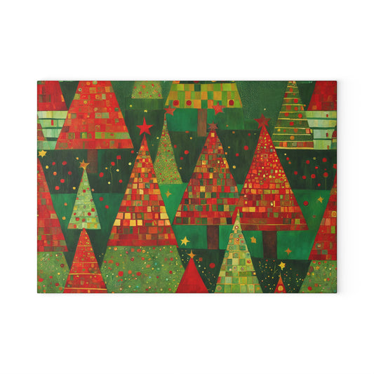 Christmas Tree Forest Tempered Glass Cutting Board