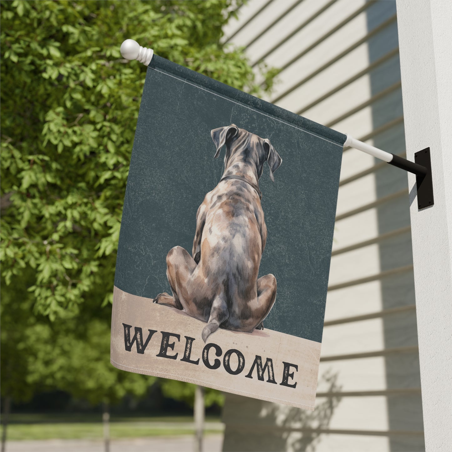 Great Dane Welcome 2-Sided Garden & House Flag/Banner