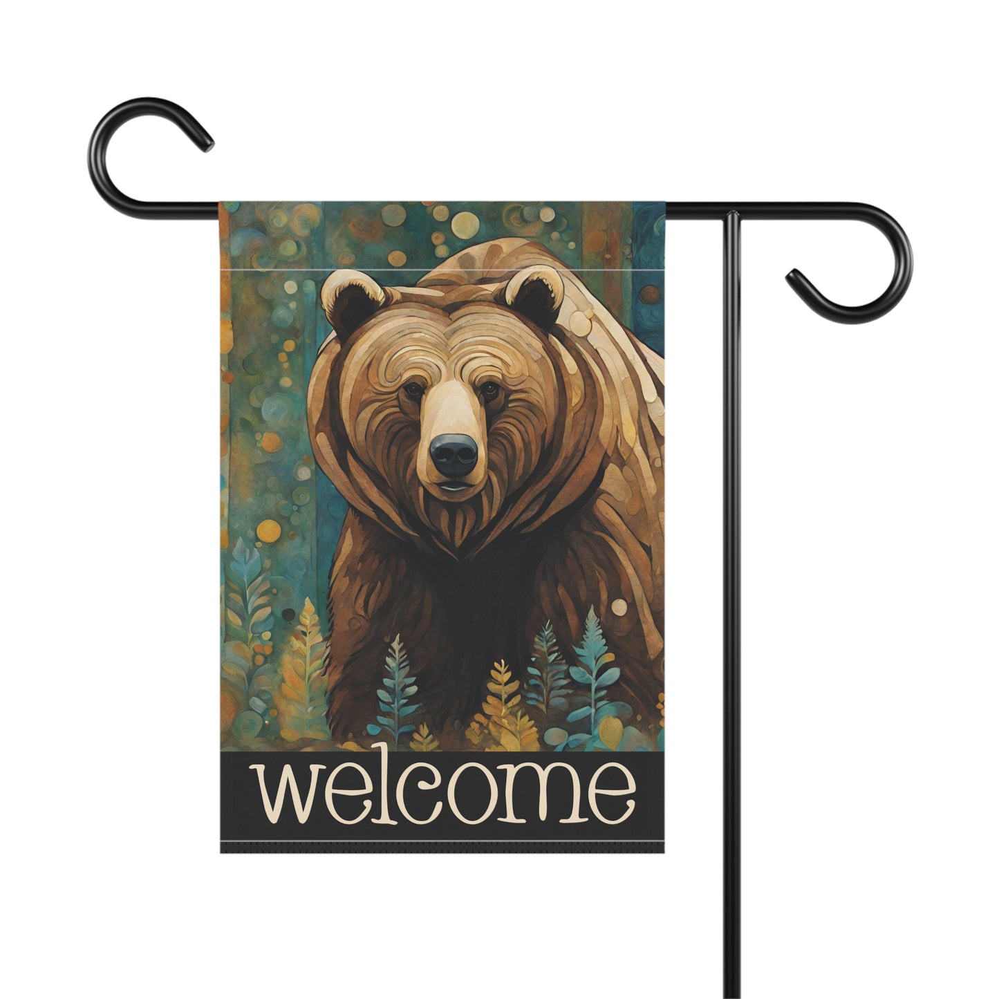 Mountain Forest Grizzly Welcome 2-Sided Garden & House Flag/Banner