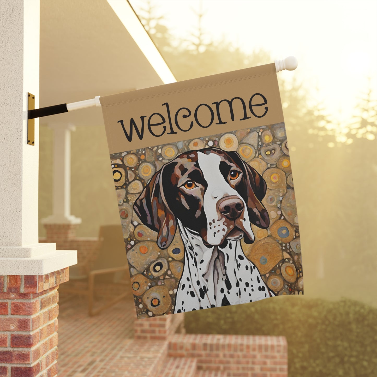 Pointer Welcome 2-Sided Garden & House Flag/Banner