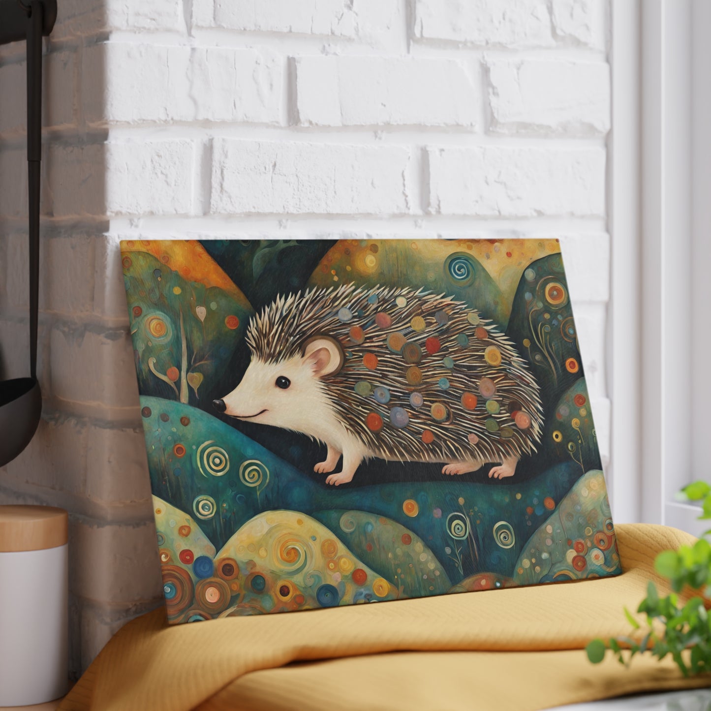 Mountain Forest Hedgehog Tempered Glass Cutting Board