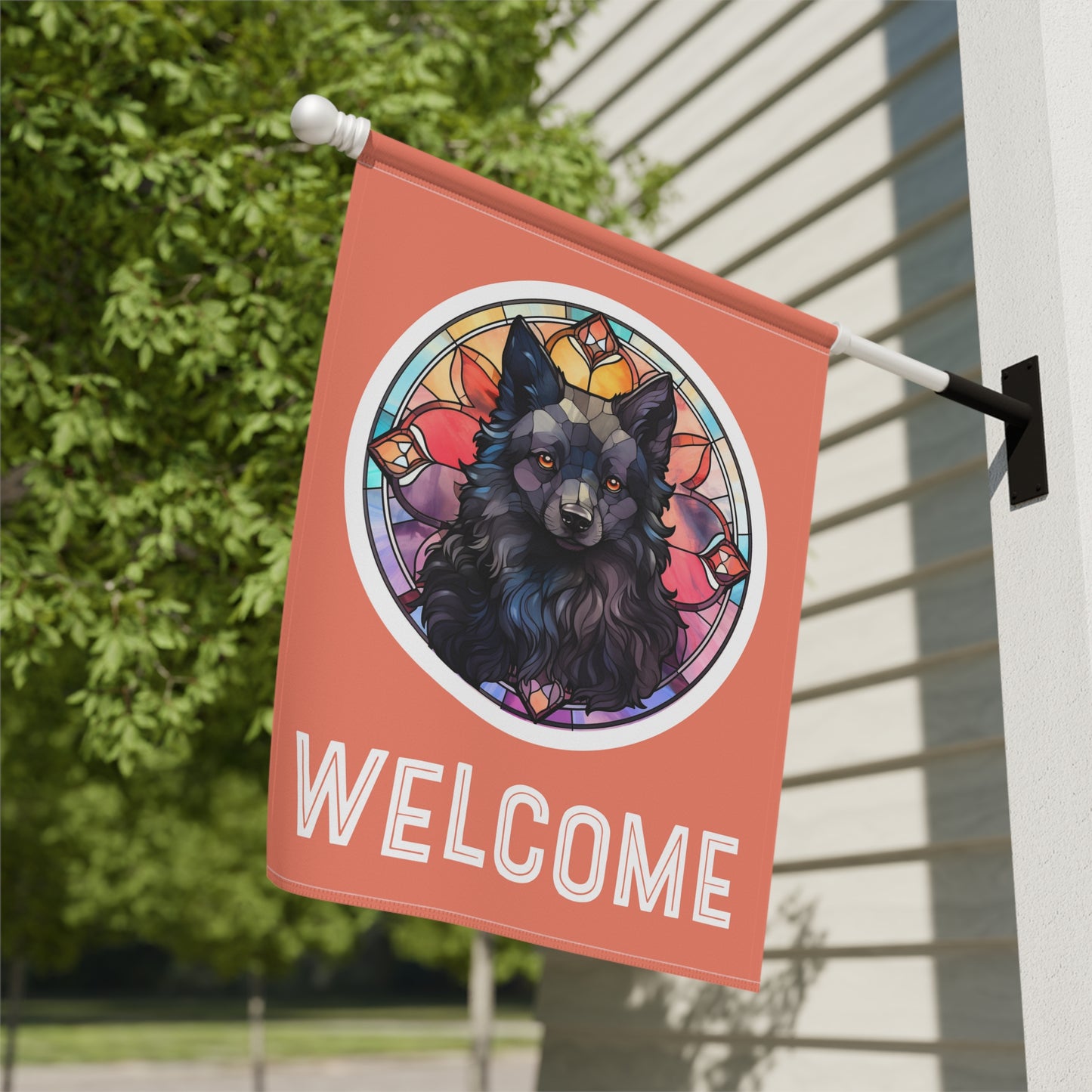 Schipperke Welcome 2-Sided Garden & House Flag/Banner