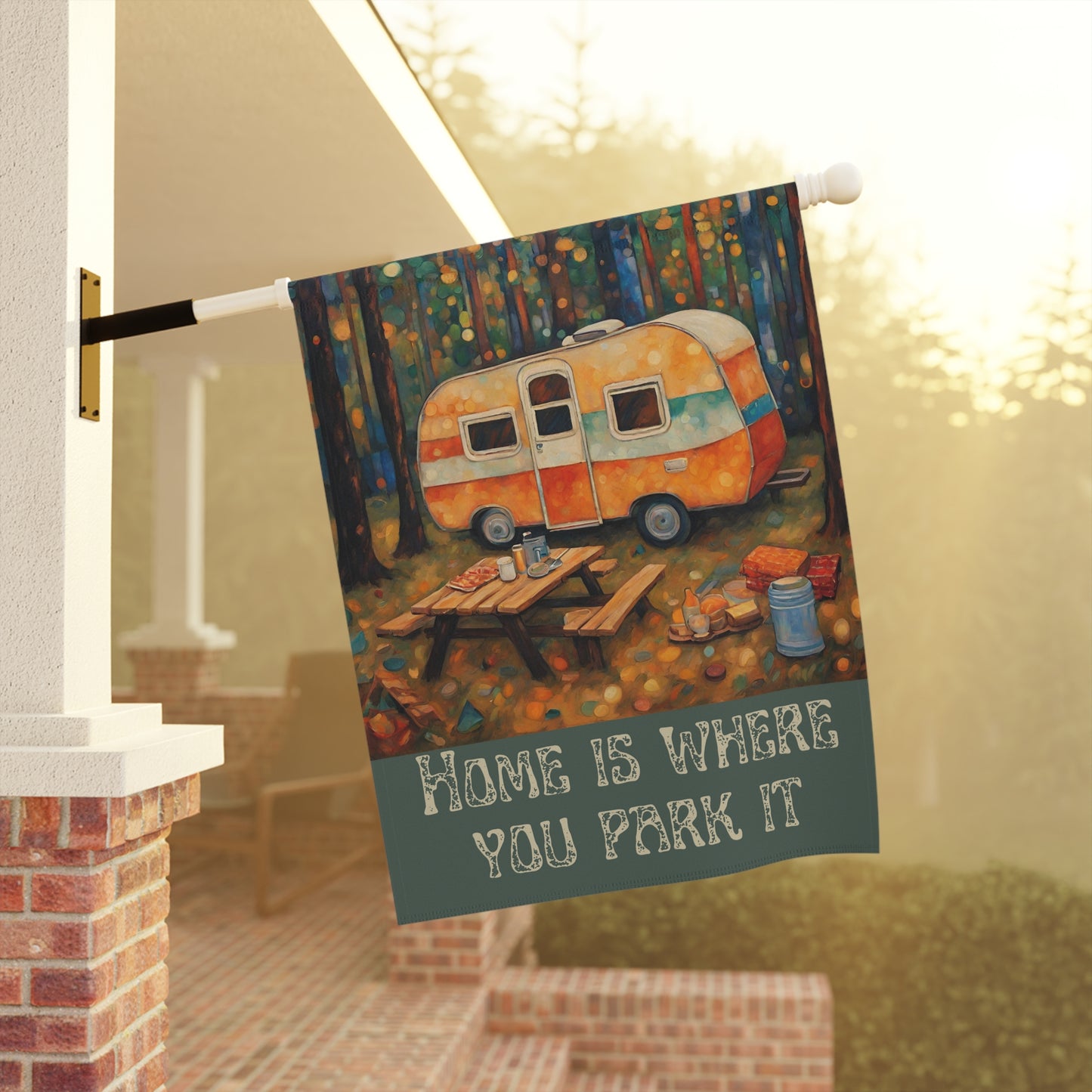 Home is Where You Park It Camping 2-Sided Garden & House Flag/Banner