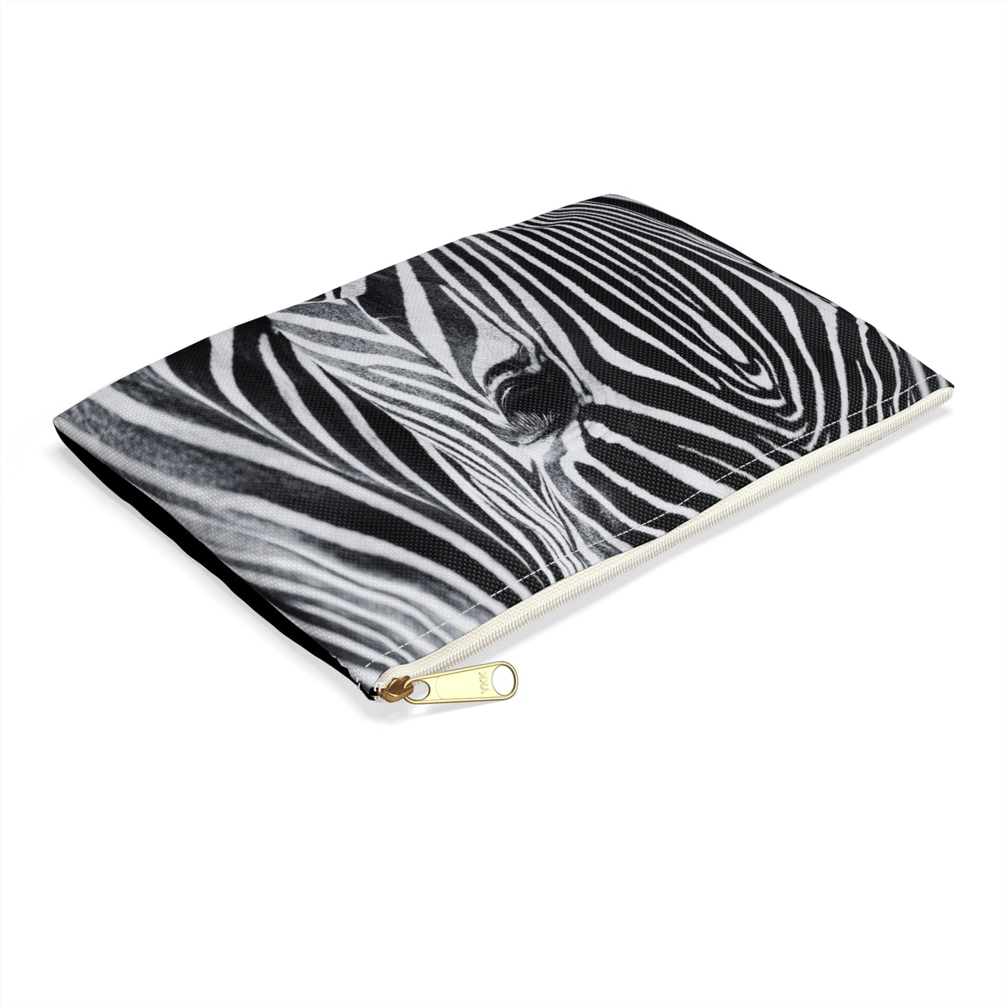 Zebra Closeup Black & White Journal Pencil Makeup Zipper Accessory Pouch