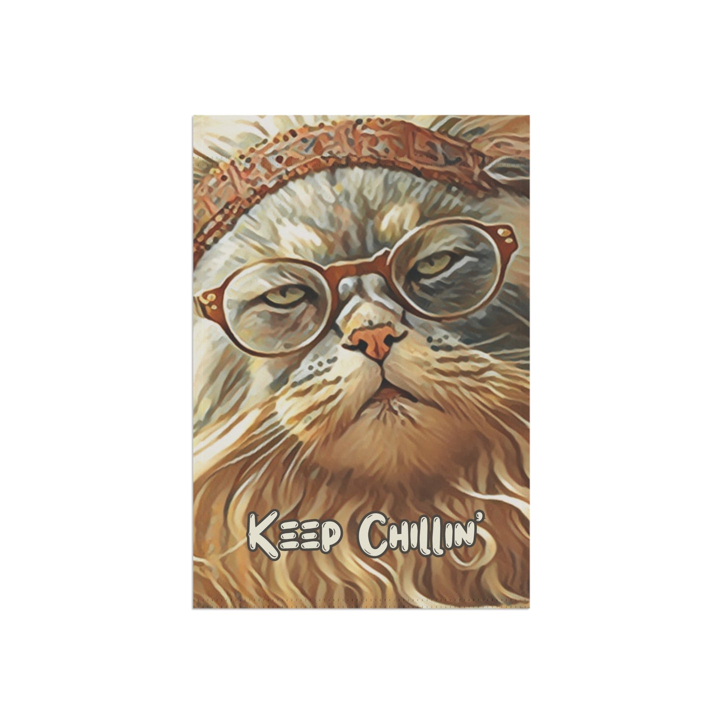 Keep Chillin' Cat in Glasses 2-Sided Garden & House Flag/Banner