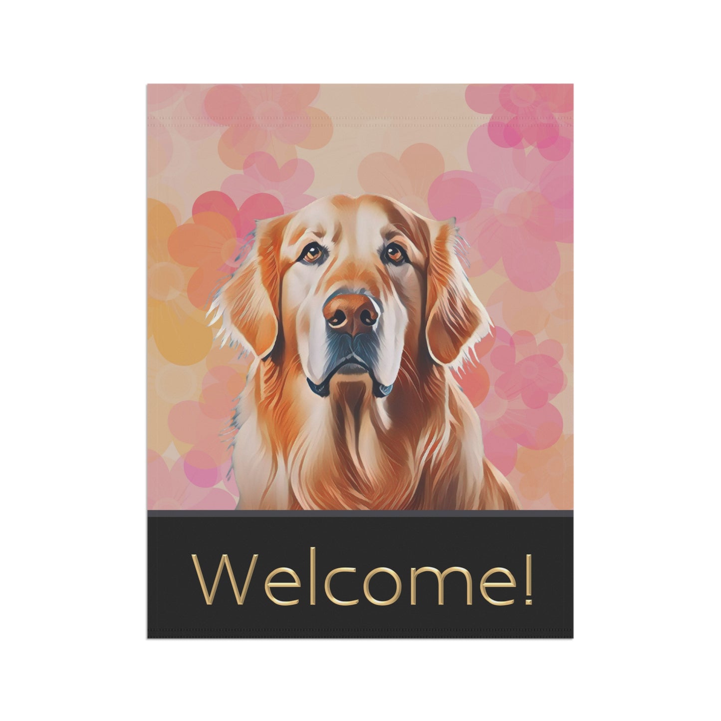 Golden Retriever Floral Welcome 2-Sided Garden & House Flag/Banner