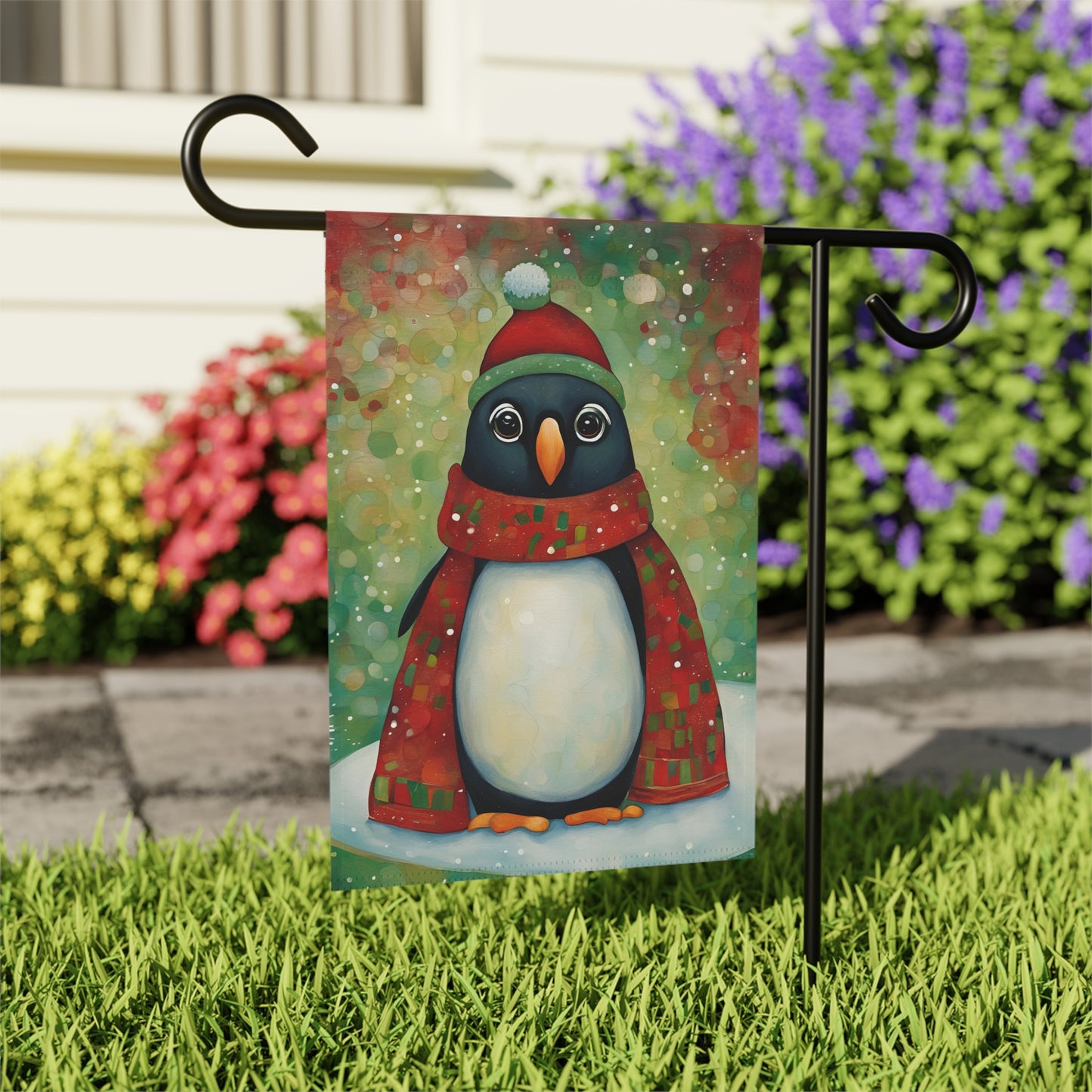 Christmas Penguin 2-Sided Garden & House Flag/Banner