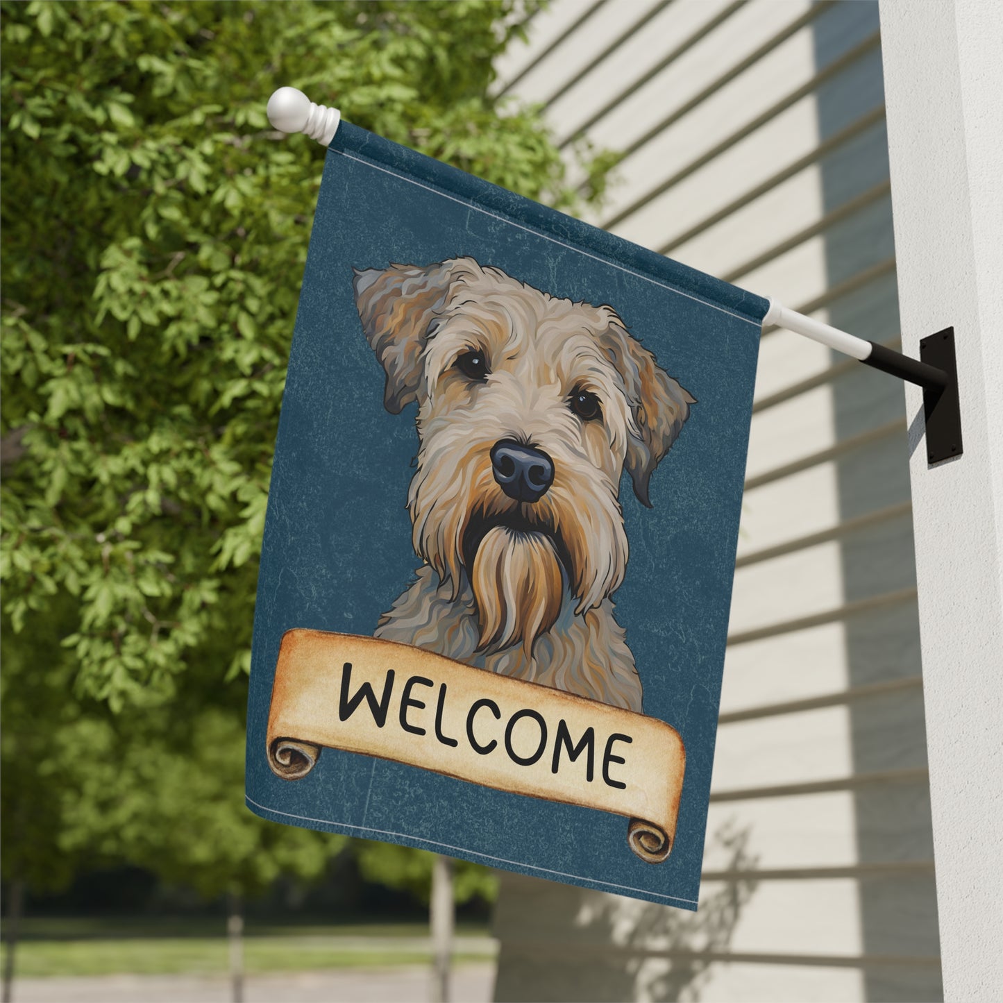 Wheaten Terrier Welcome 2-Sided Garden & House Flag/Banner