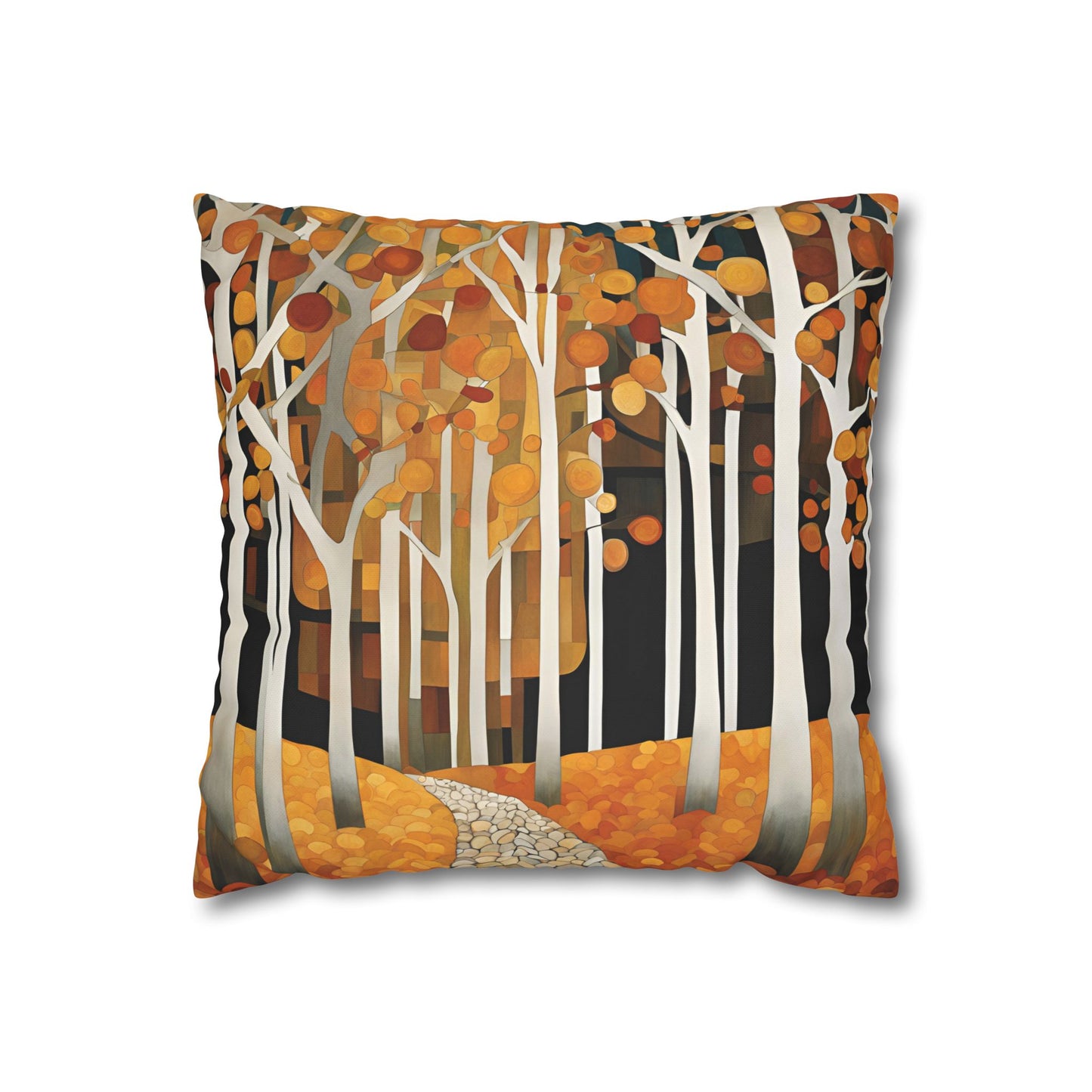 Autumn Path Square Poly Canvas Pillowcase