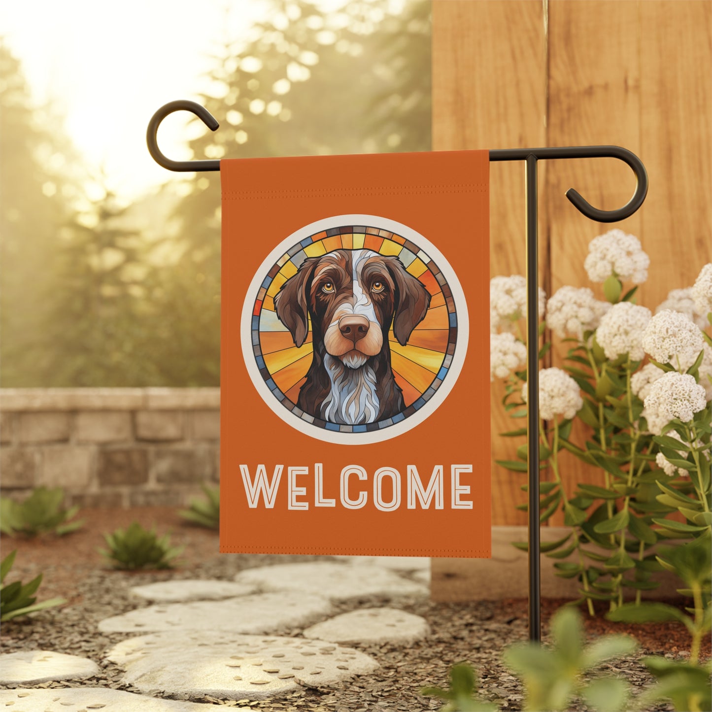 German Wirehaired Pointer Welcome 2-Sided Garden & House Flag/Banner