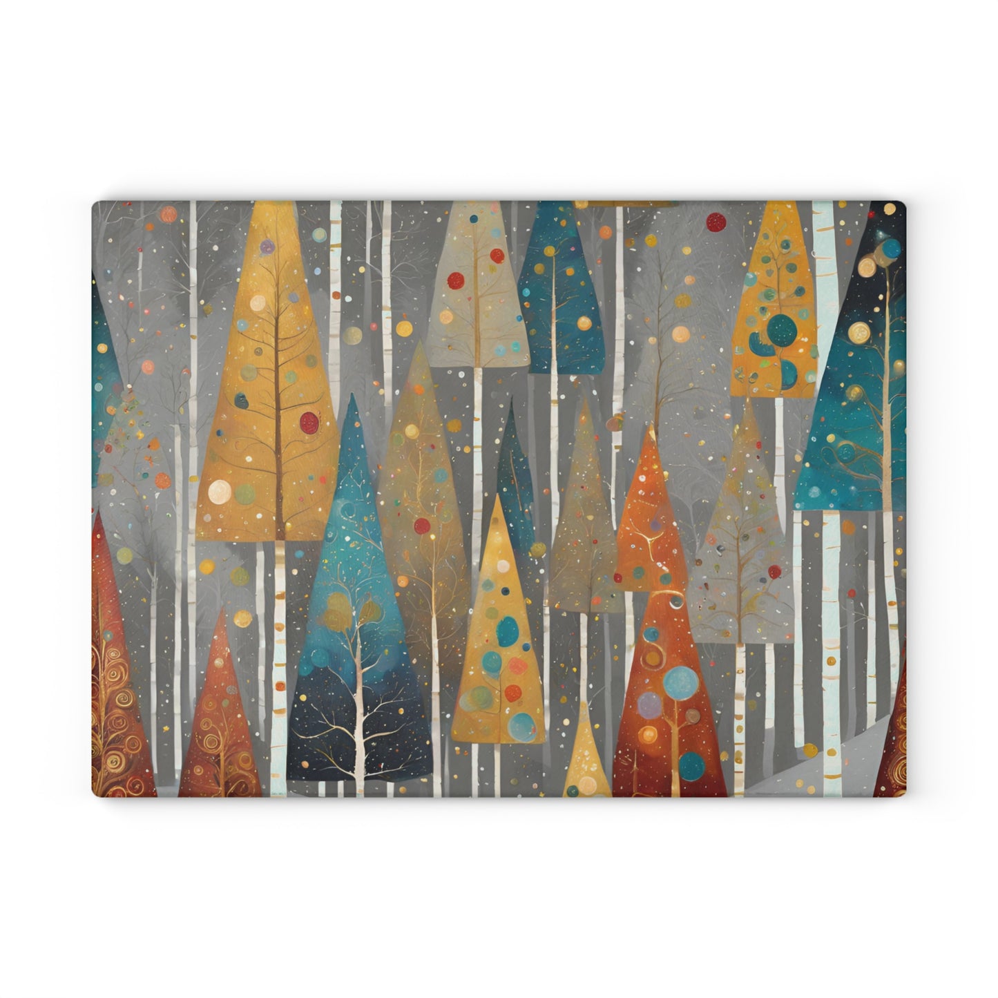 Vintage Christmas Trees Tempered Glass Cutting Board