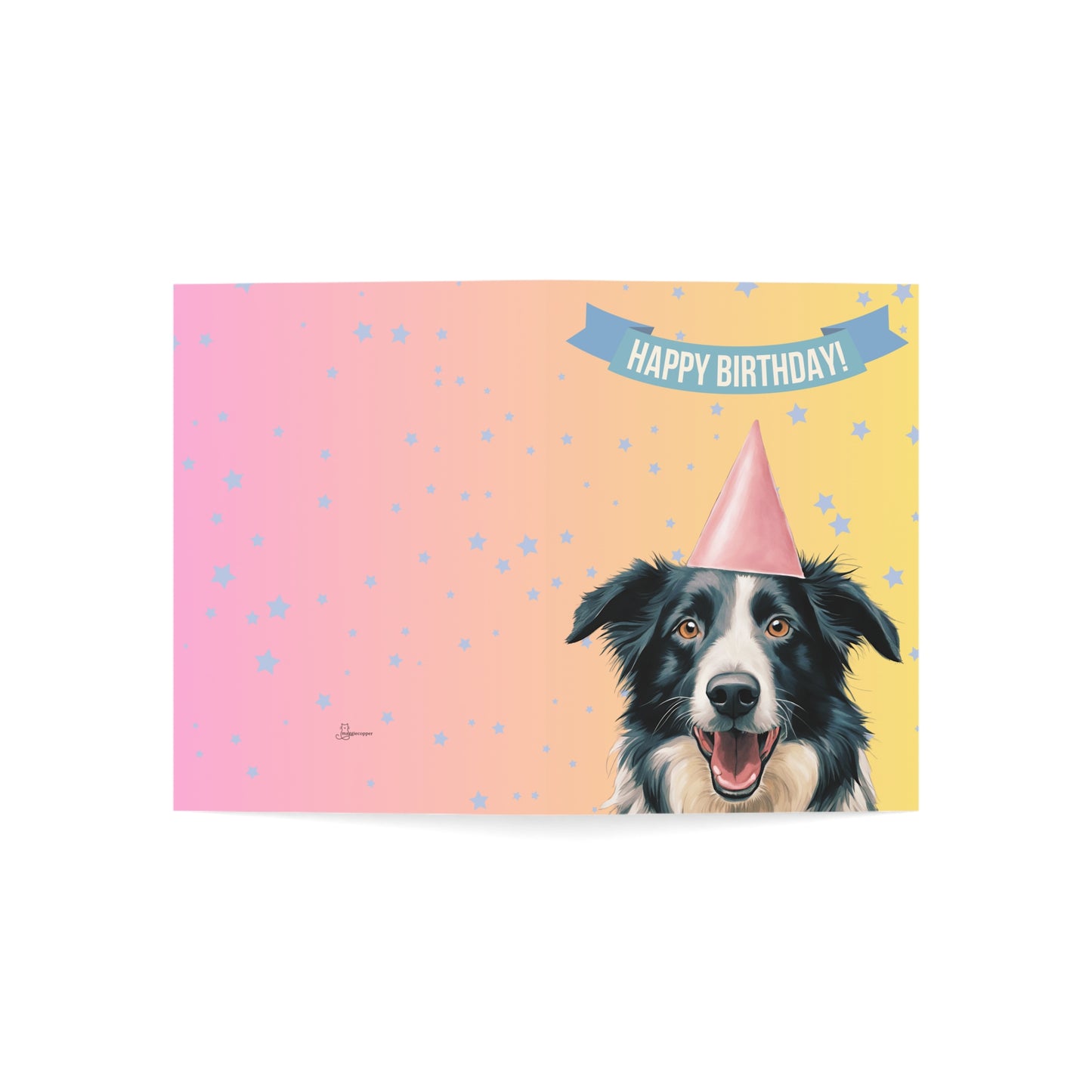 Border Collie Happy Birthday 5 x 7 Greeting Cards (10 Pack)