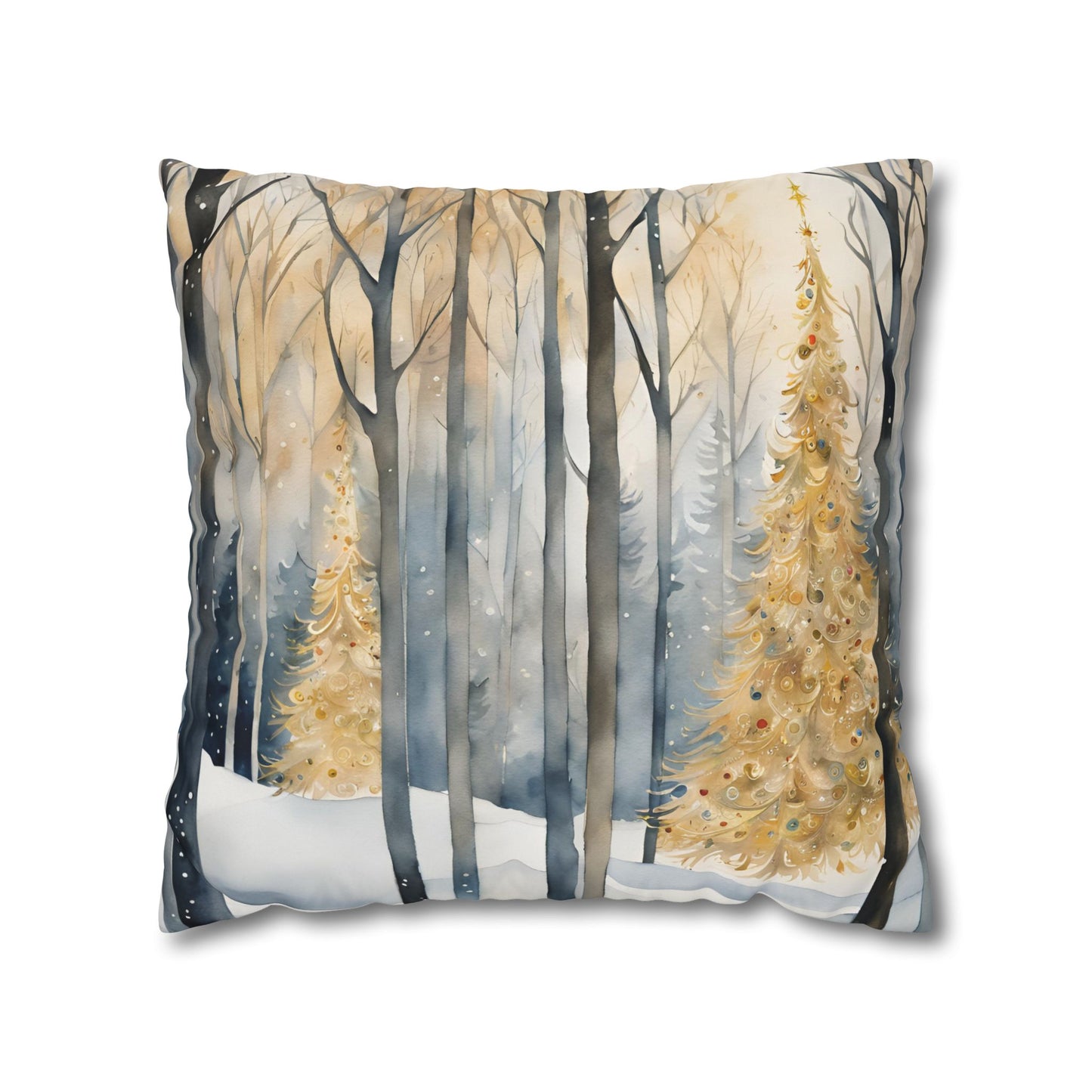 Touch of Gold Christmas Square Poly Canvas Pillowcase