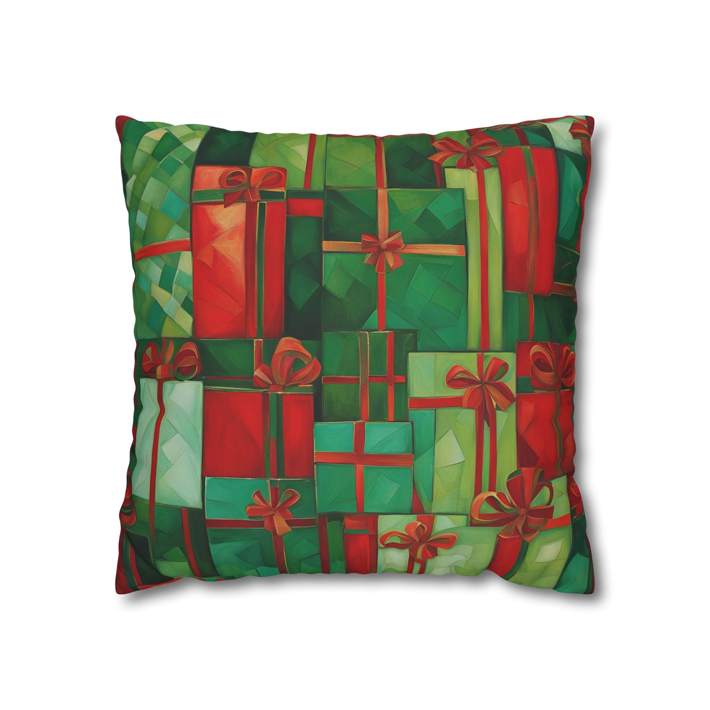 All Wrapped Up Holiday Square Poly Canvas Pillowcase