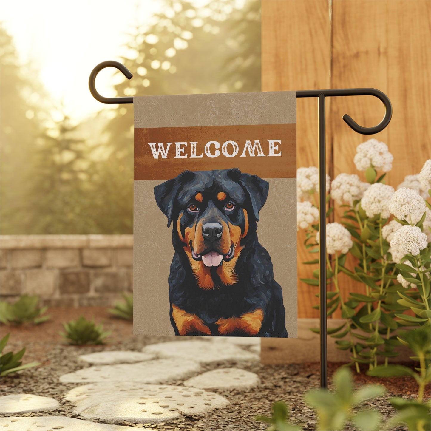 Rottweiler Welcome 2-Sided Garden & House Flag/Banner